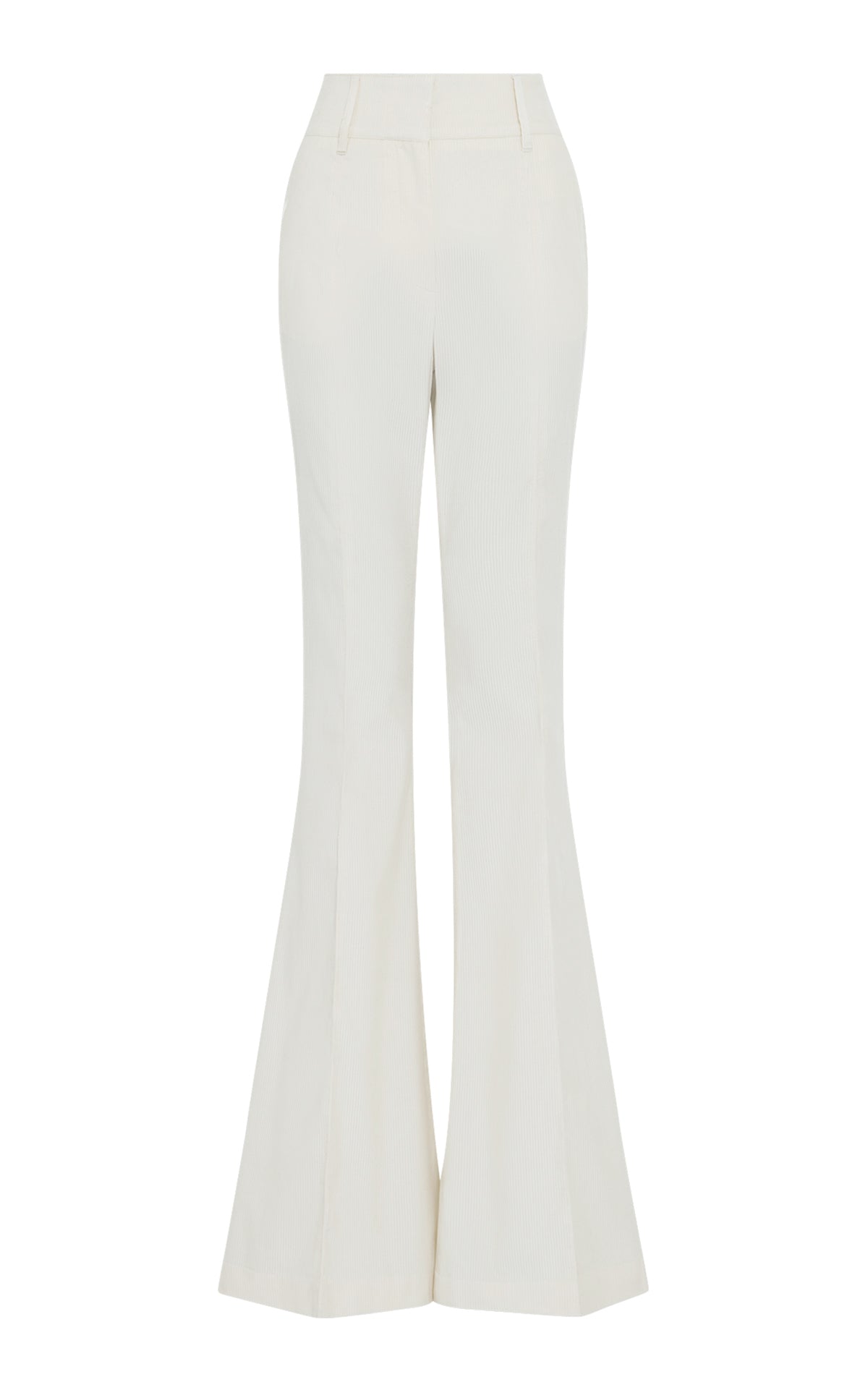 Ianthe Flare Pants - Women's High Waisted Corduroy Pants in Ivory | Soft Sea Island Cotton | Perfect for Casual Outings & Office Wear