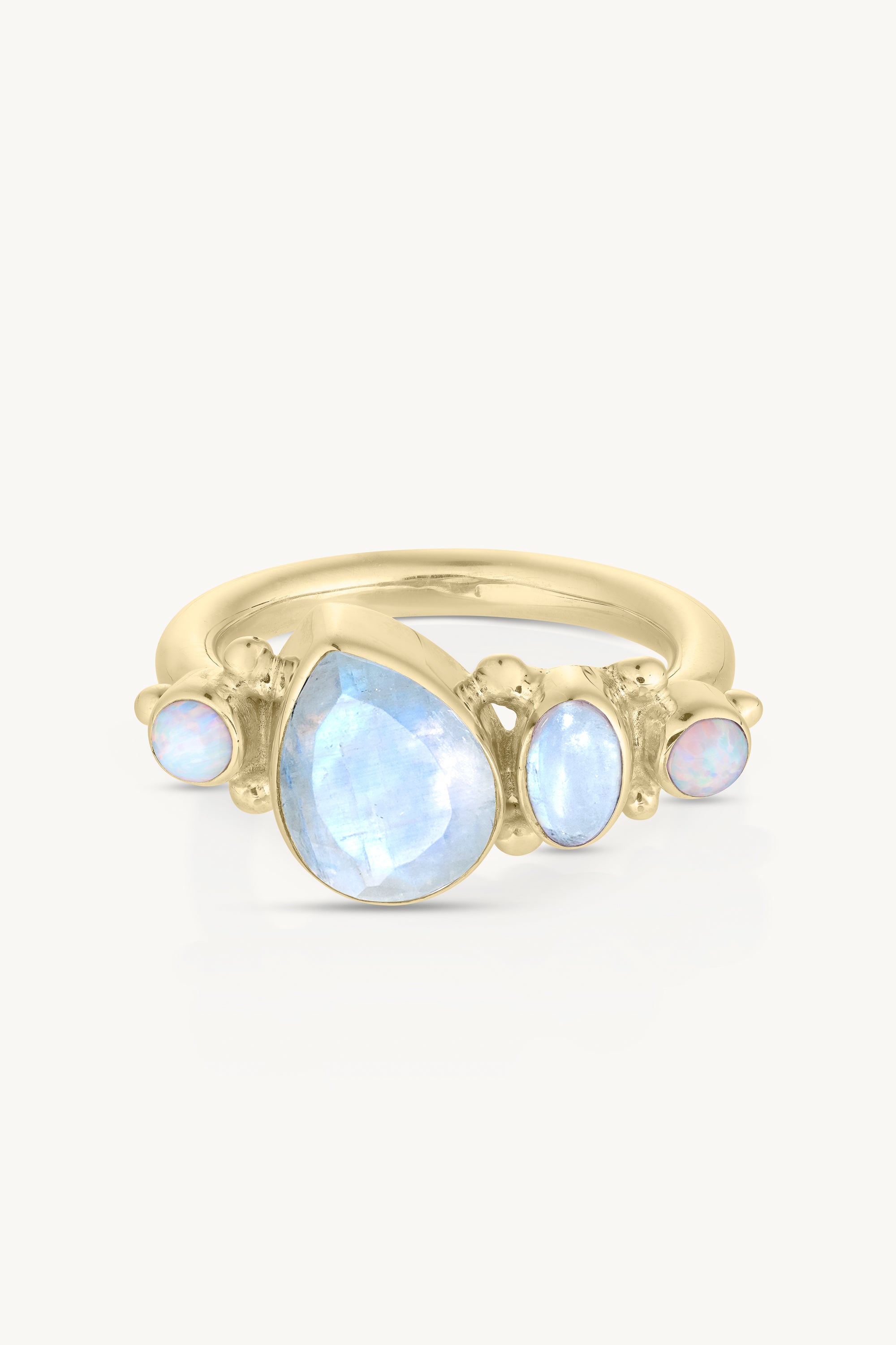 Cluster Moonstone & Opal Gold Ring - Elegant Bohemian Jewelry for Women | Perfect for Weddings, Parties & Everyday Wear