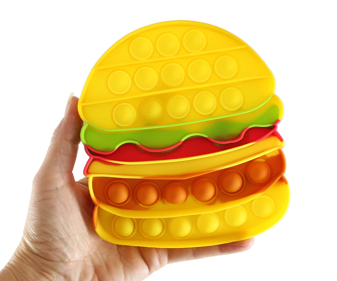 Burger Theme Bubble Pop Fidget Toy - Silicone Push Poke Bubble Wrap Stress Relief Sensory Toy for Kids & Adults - Perfect for Anxiety Relief, Focus, and Classroom/Office Use