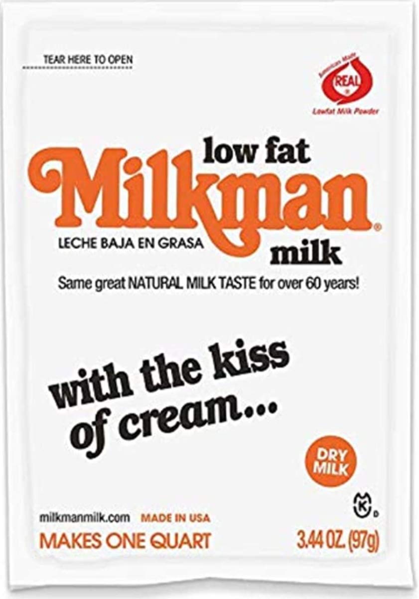 Milkman Low-fat Instant Dry Milk Powder - 72 Packets for Coffee, Baking & Emergency Food Storage | Long Shelf Life Powdered Milk