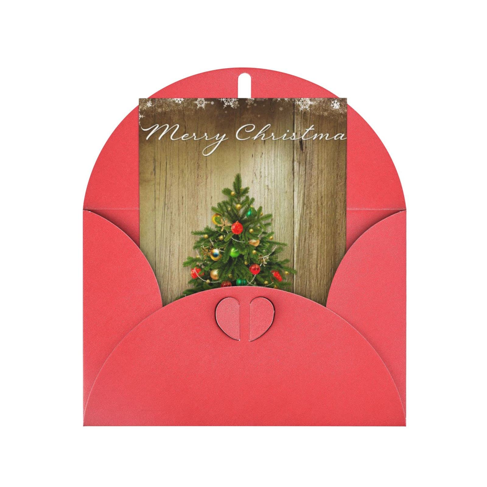 Festive Red Christmas Tree Ornaments & Greeting Cards Set - Blank Note Cards with Envelopes for Holiday, Birthday, Wedding, Sympathy - Perfect for Seasonal Decorations, Gift Giving & Special Occasions
