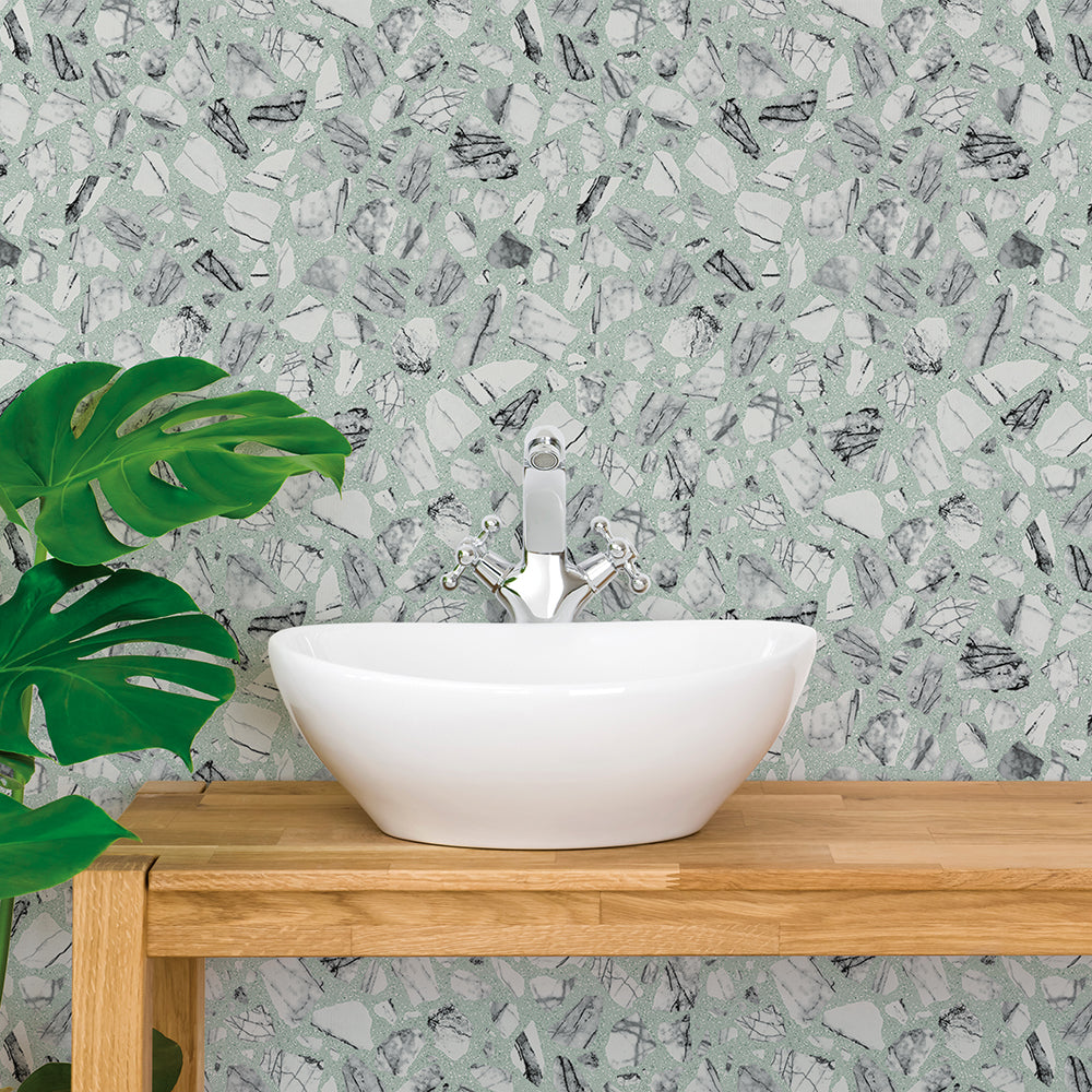 Speckled Terrazzo Peel and Stick Wallpaper - Self-Adhesive Removable Wall Covering for Home Decor - Perfect for Bedroom, Kitchen, Bathroom & Office Accent Walls