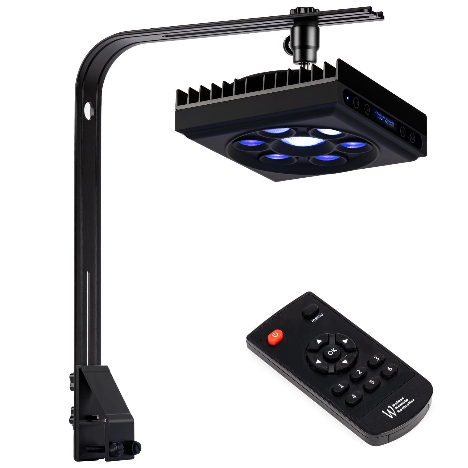 140W Reef Aquarium LED Light with Sunrise/Sunset & Moonlight Modes, Master/Slave Control, Timer & Display - Wide Coverage Saltwater Coral Tank Lighting for Marine Fish Tanks & Coral Reef Aquascaping