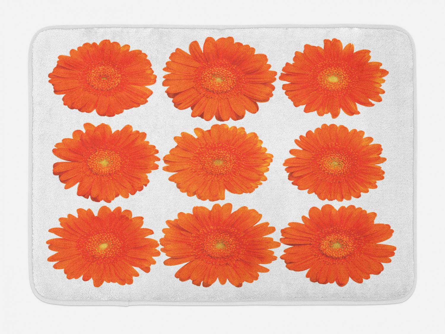 Ambesonne Non-Slip Orange Bath Mat with Floral Gerbera Daisy Design - Soft Plush Bathroom Decor for Spring & Summer - 30