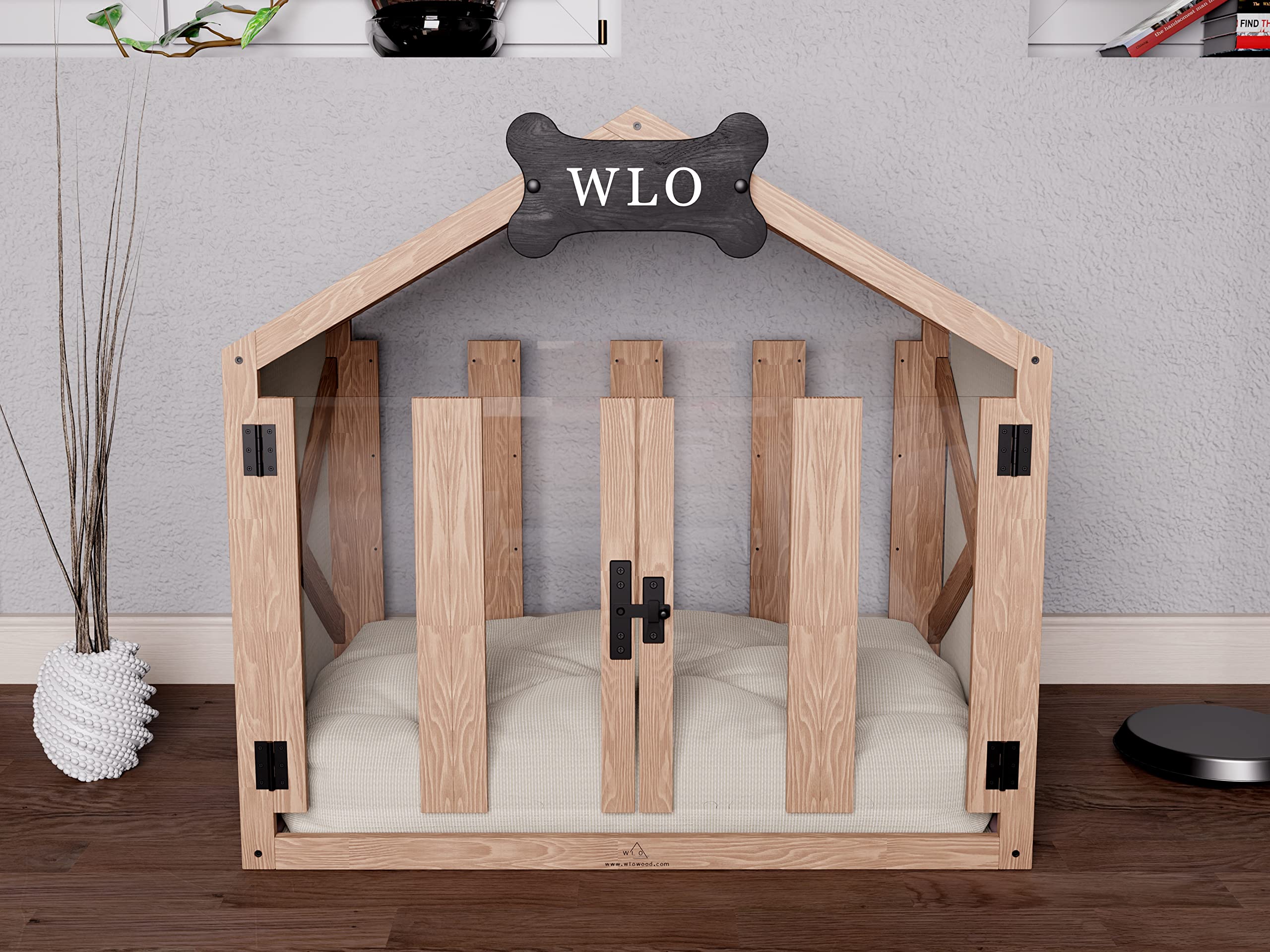 Sturdy Solid Pine Dog House with Gable Roof - Weatherproof Wooden Pet Shelter for Dogs & Cats - Outdoor & Indoor Pet Furniture for Backyard, Patio, or Kennel Use