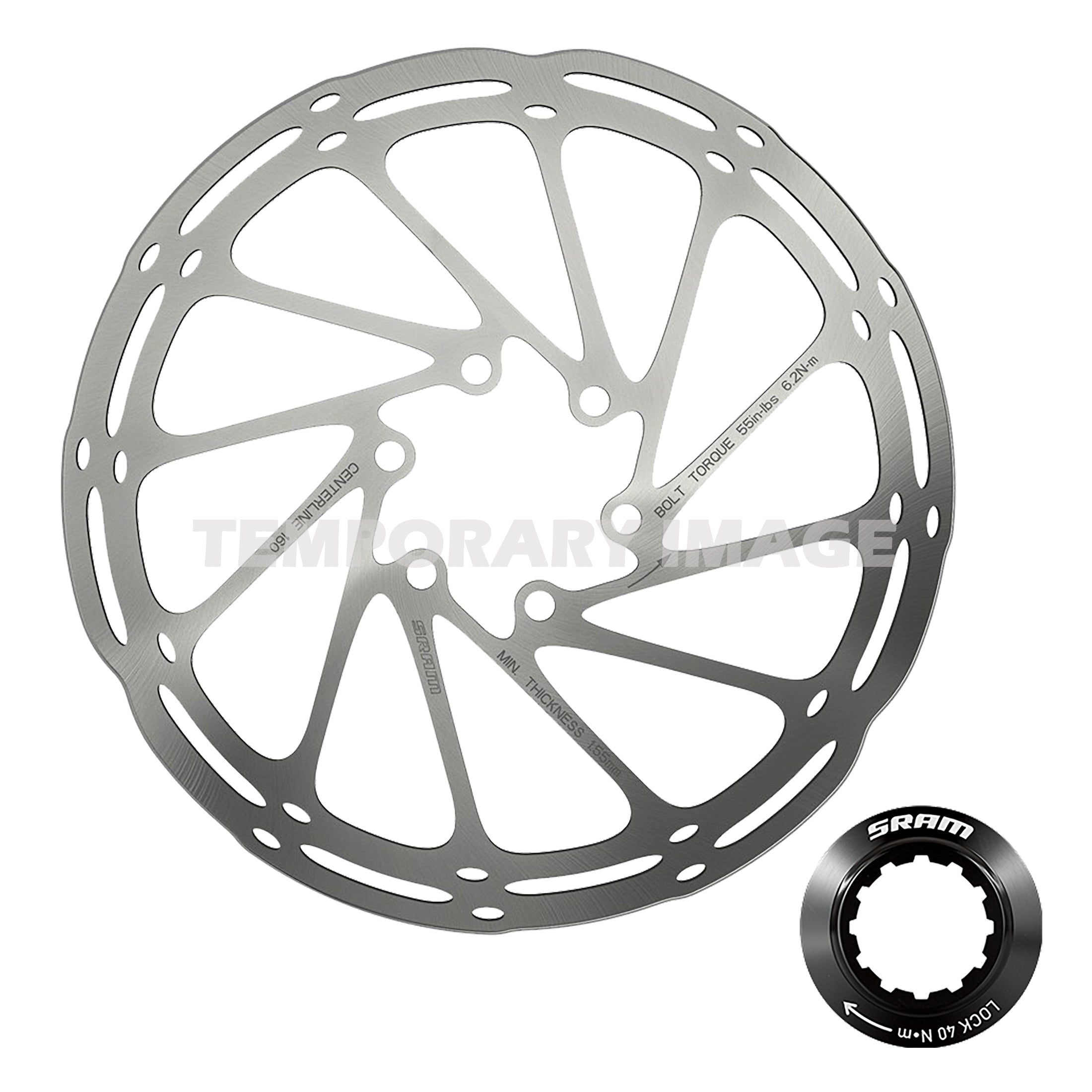 SRAM Centerline Disc Rotor 160mm - Round Lock Ring Compatible with SRAM Brakes (Silver/Black) | Perfect for Mountain Bikes, Road Bikes & Cyclocross | High-Performance Braking System