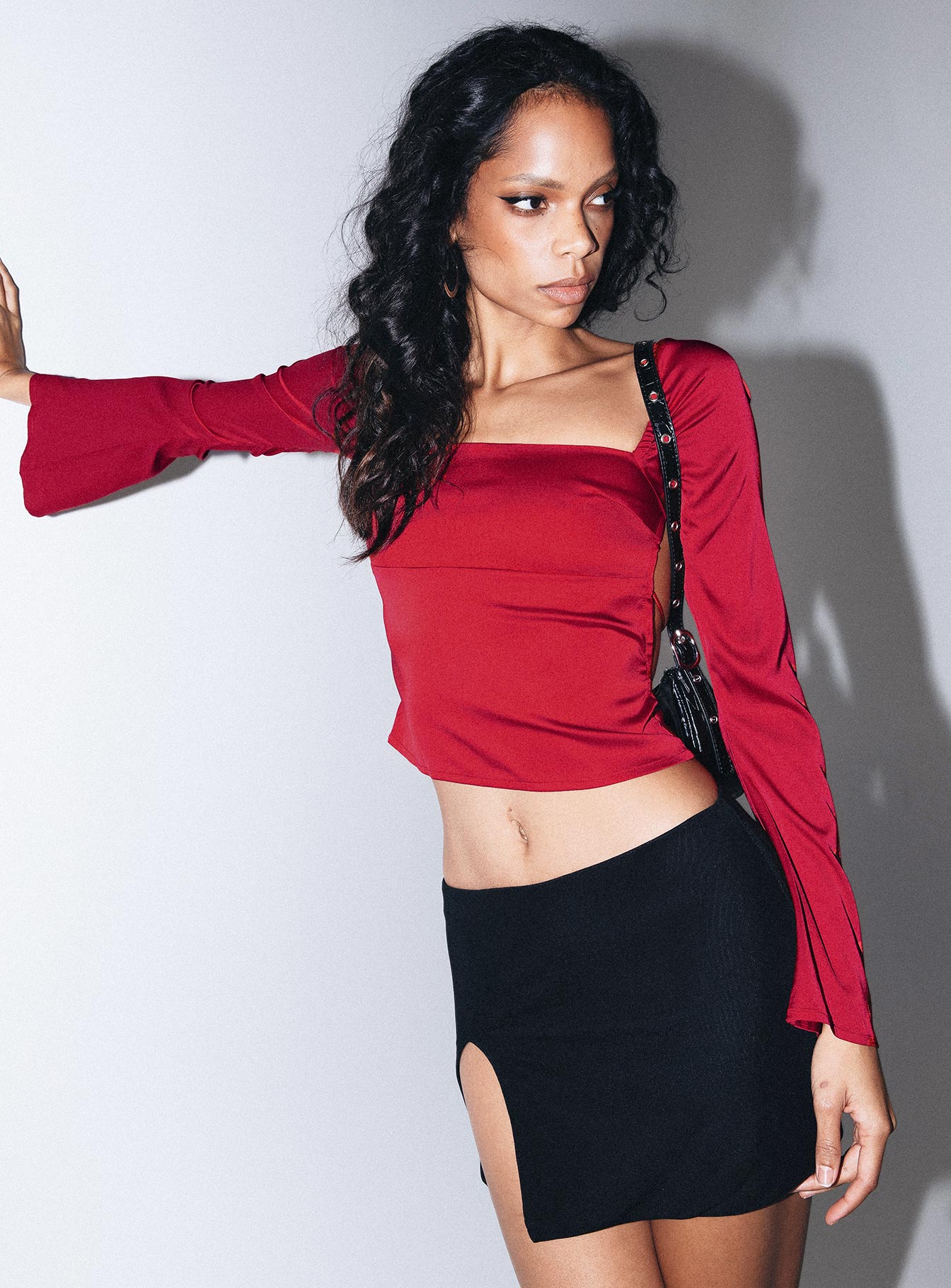 Alastair Women's Long Sleeve T-Shirt - Soft Cotton Blouse in Classic Red for Casual Wear & Layering