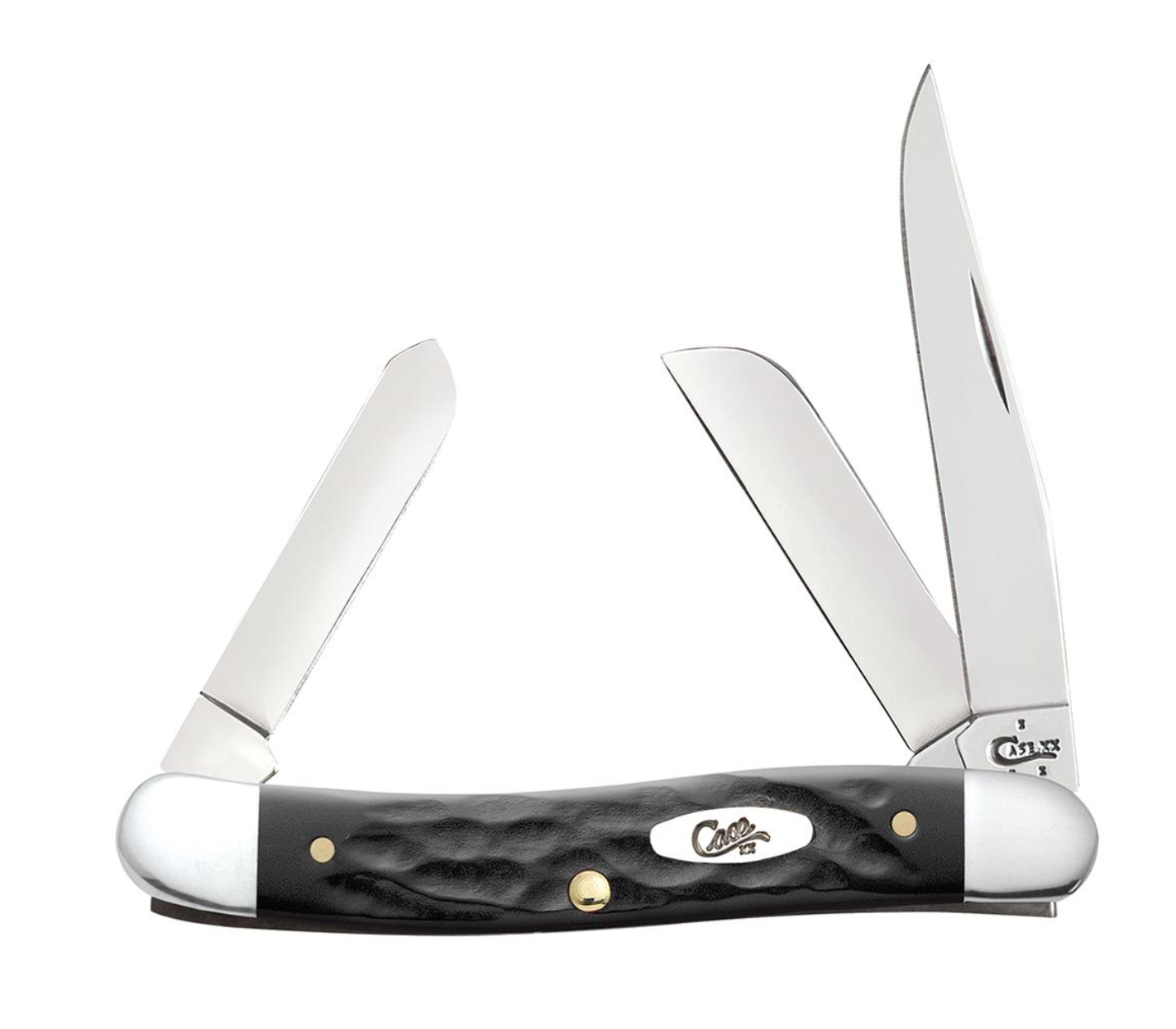 Case Rough Black Synthetic Medium Stockman Pocket Knife (CASE18222) - Perfect for Camping, Hiking & Everyday Carry (EDC)