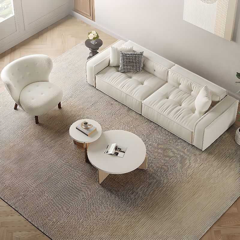 Stylish Minimalist Off-White Loveseat Sofa with 3 Decorative Throw Pillows - Perfect for Small Living Rooms, Apartments & Cozy Reading Nooks
