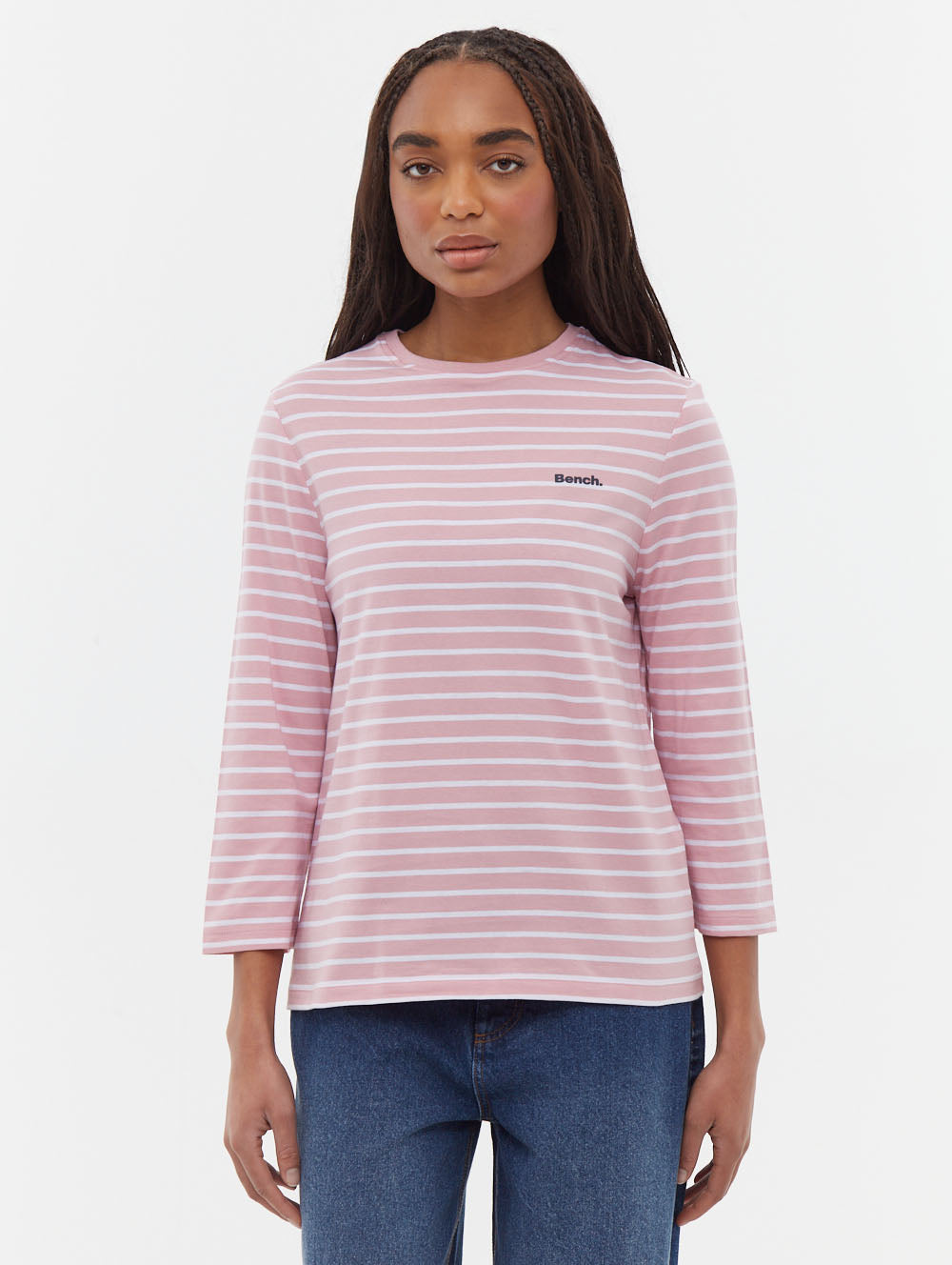 Lesedi 3/4 Stripe T-Shirt for Women - Comfortable Casual Short Sleeve Top for Everyday Wear, Workout, and Street Style Outfits