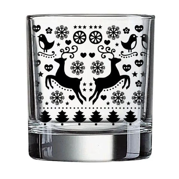 BarConic Christmas Collection Glassware - 10 oz Festive Drinking Glasses for Holiday Parties, Christmas Sweater Design - Perfect for Hot Cocoa, Eggnog & Holiday Cheer