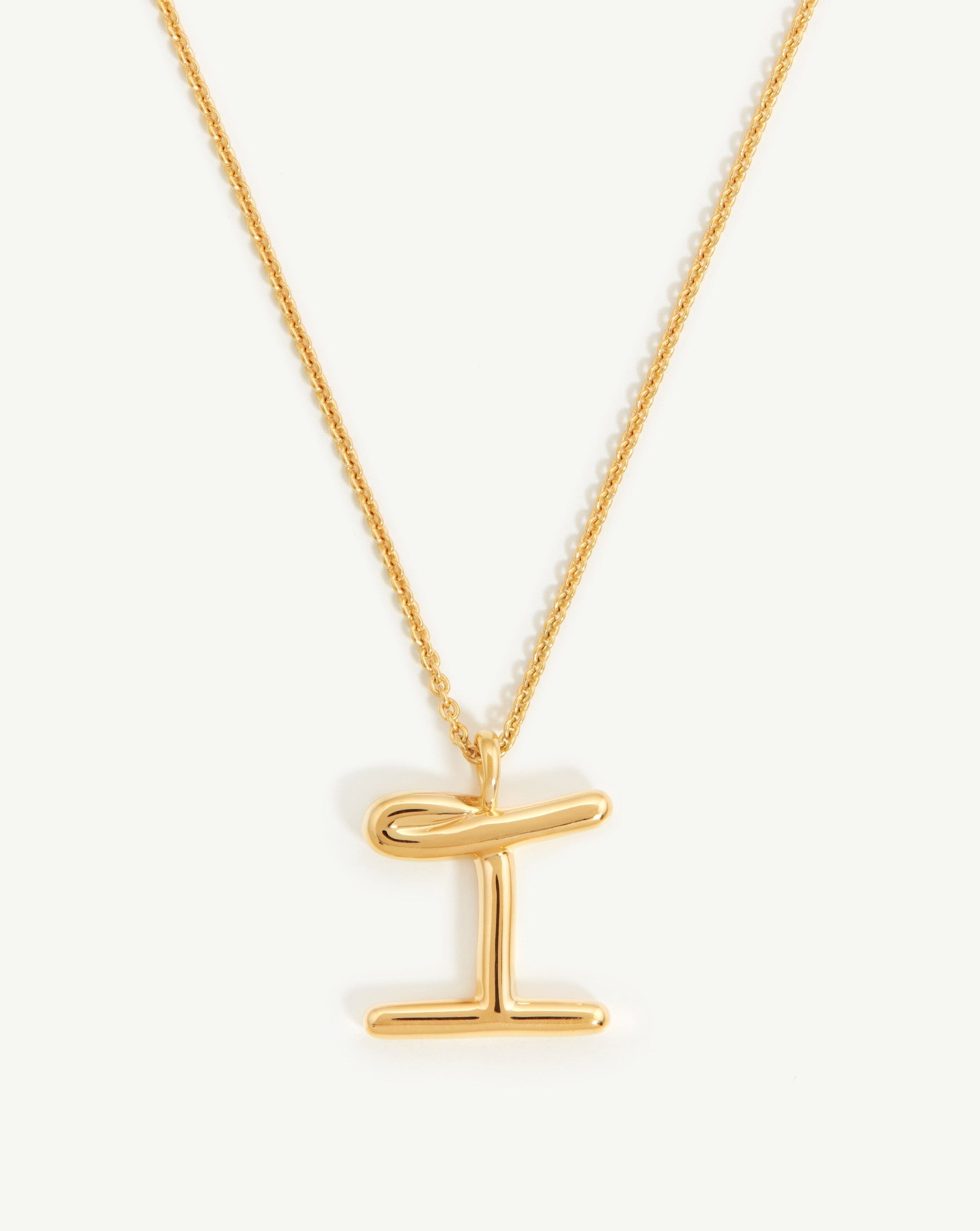 Curly Molten Initial 'I' Pendant Necklace - 18k Gold Vermeil | Personalized Jewelry for Women, Gifts for Her, Birthday & Anniversary Present