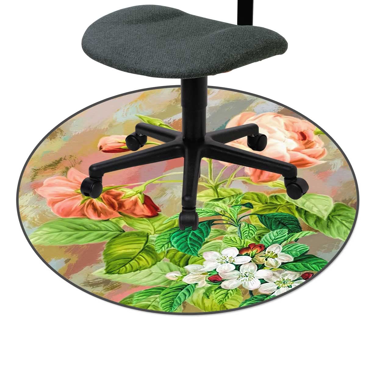 Flower Art Office Chair Mat for Carpet & Tile Floors - 37