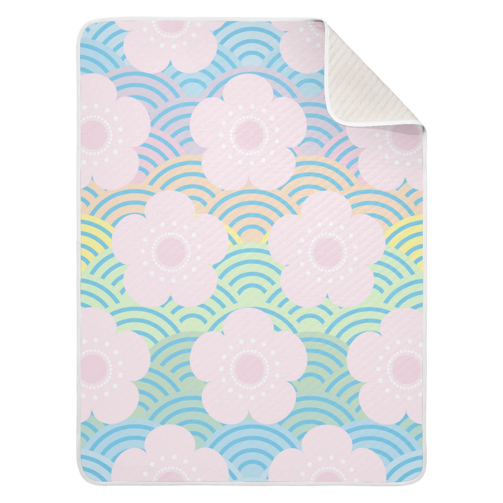JIPONI Super Soft & Warm Baby Blanket - 30x40 Inch Personalized Rainbow Mermaid Cherry Blossom Design for Boys & Girls | Perfect for Nursery, Swaddling, Stroller & Photo Shoots