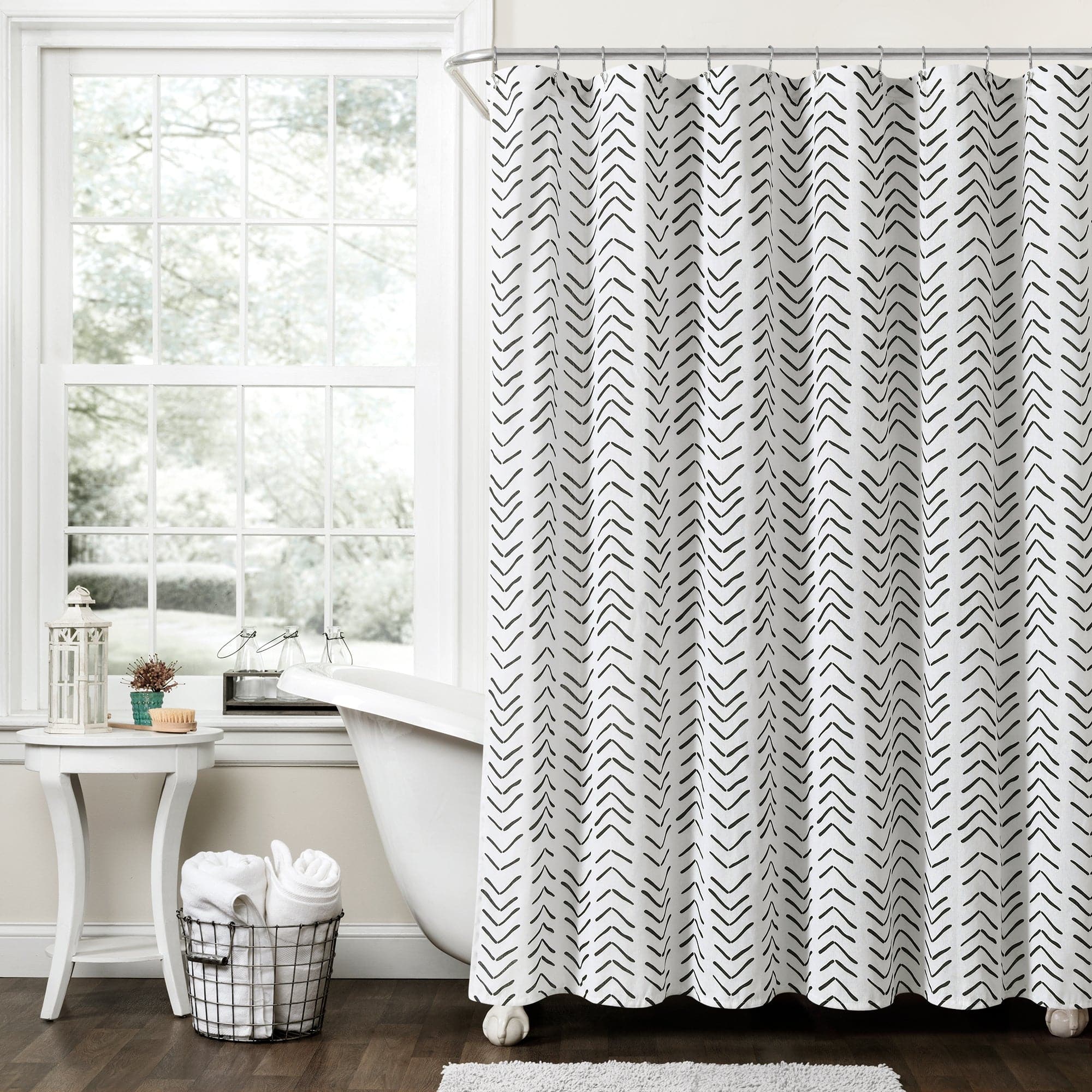 Hygge Modern Arrow Faux Linen Shower Curtain - Waterproof Bathroom Decor for Spa-Like Relaxation
