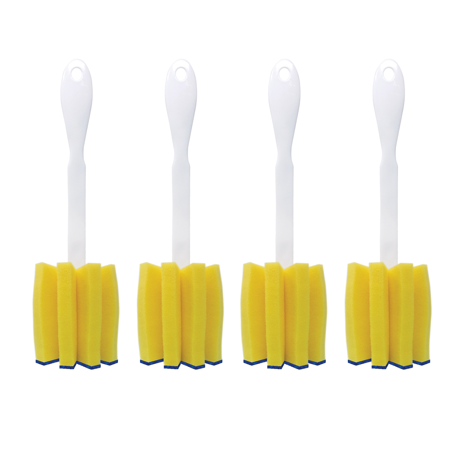 Glass & Jar Cleaning Brush Set - 4 Pack with Star-Shaped Polyurethane Foam Sponge Heads for Kitchen, Baby Bottles, Mason Jars & Hard-to-Reach Areas