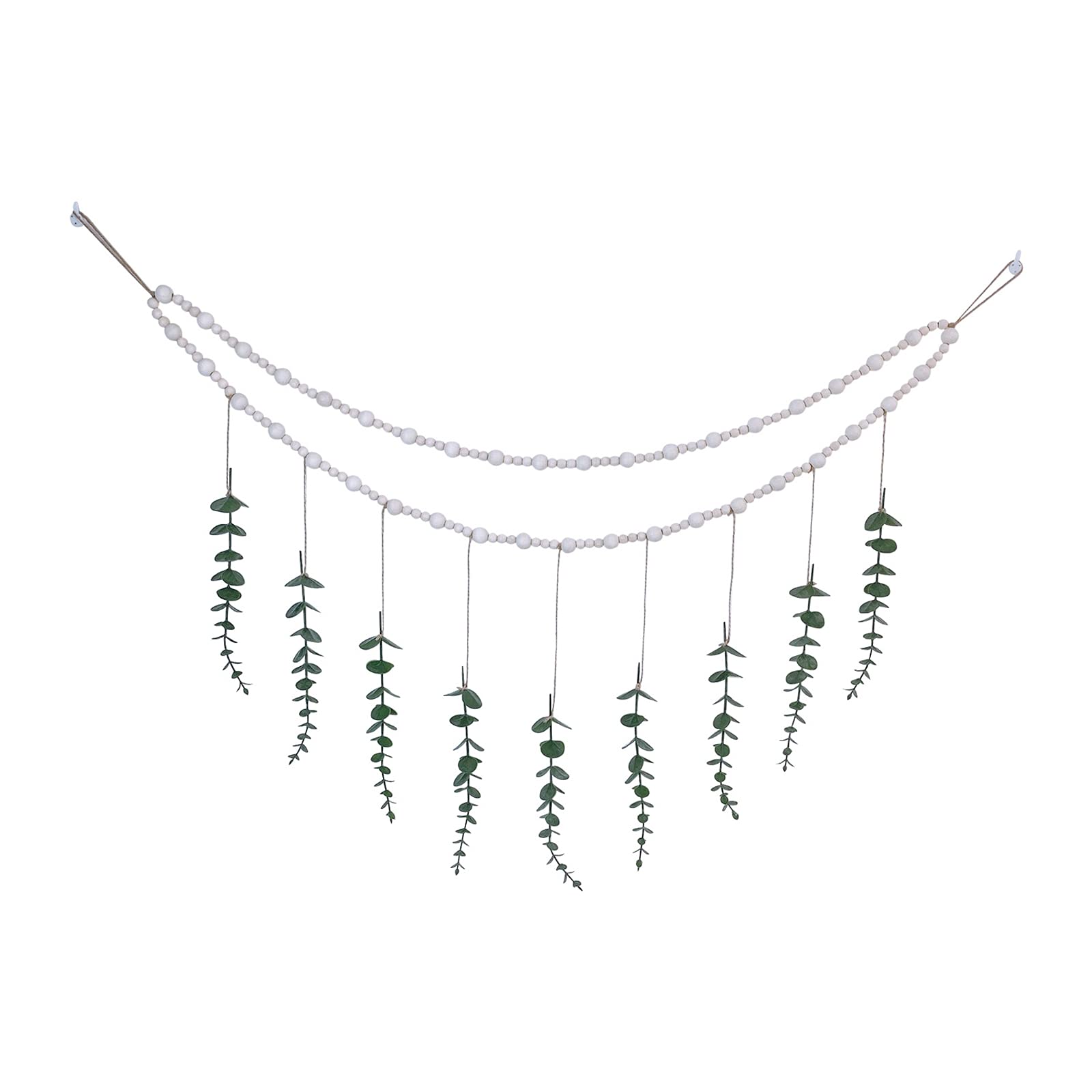 Ruiqas Large Wooden Bead Garland with Artificial Eucalyptus - Boho Wall Hanging Decor for Bedroom, Living Room, Nursery & Wedding Backdrop | Natural Home Decoration for Rustic, Farmhouse & Bohemian Style