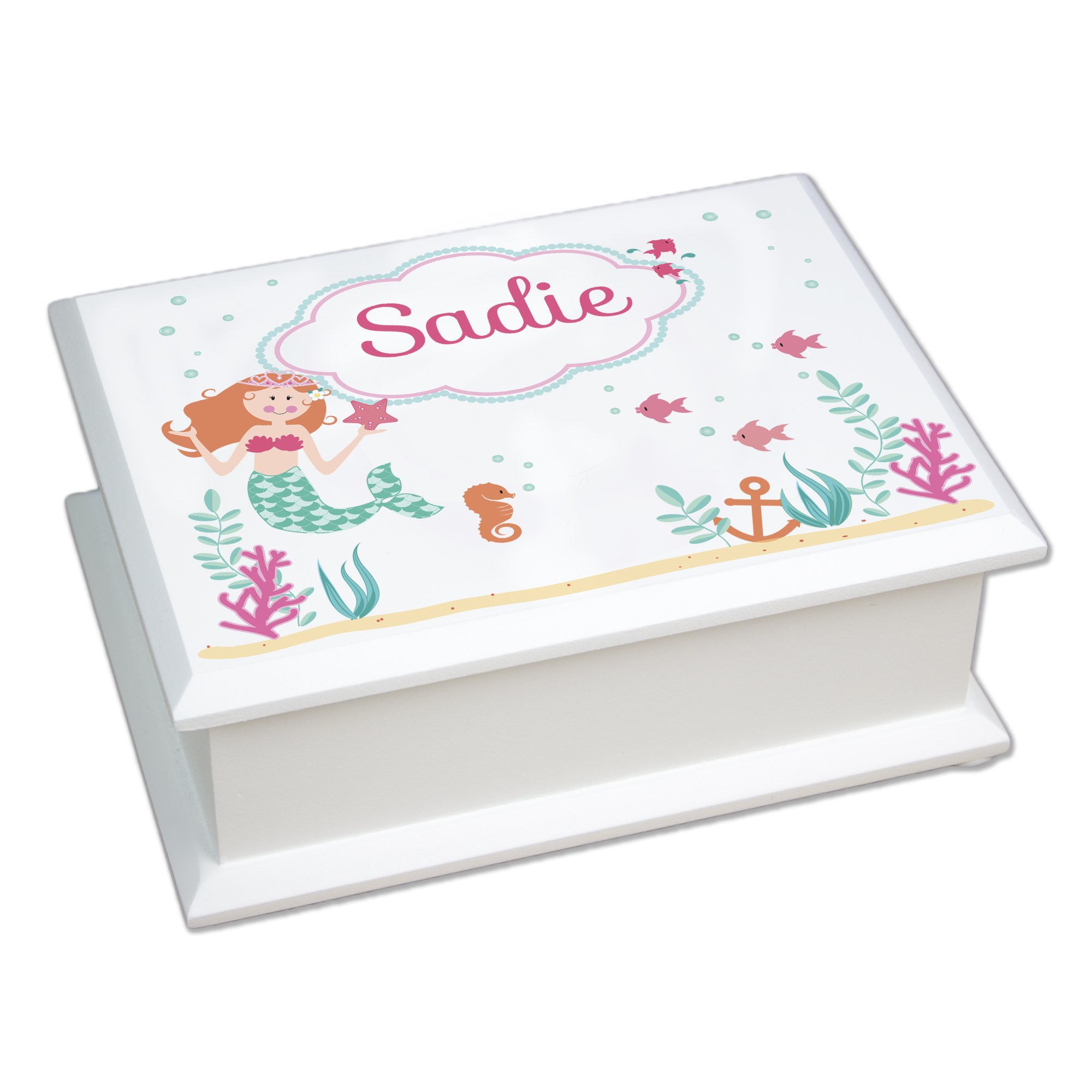 Personalized Mermaid Jewelry Box with Lift Top - Elegant Gift for Women & Girls - Perfect for Necklaces, Rings, Earrings & Bracelets Storage - Great for Bedroom, Dresser & Travel