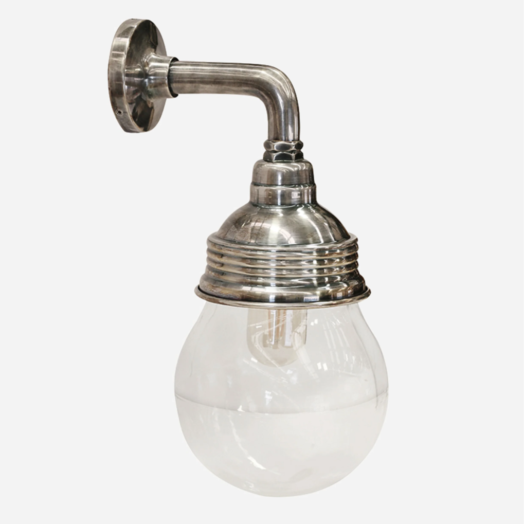 Waterproof IP54 Outdoor Wall Light with Glass Shade & Pewter Finish - Perfect for Patio, Garden, and Porch Lighting