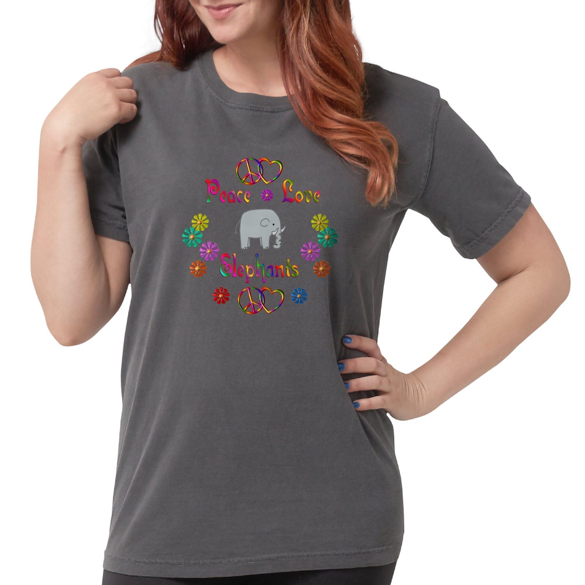 Peace Love Elephants Women's T-Shirt | Soft & Comfortable Cotton Tee | Perfect for Casual Wear, Gifts & Animal Lovers