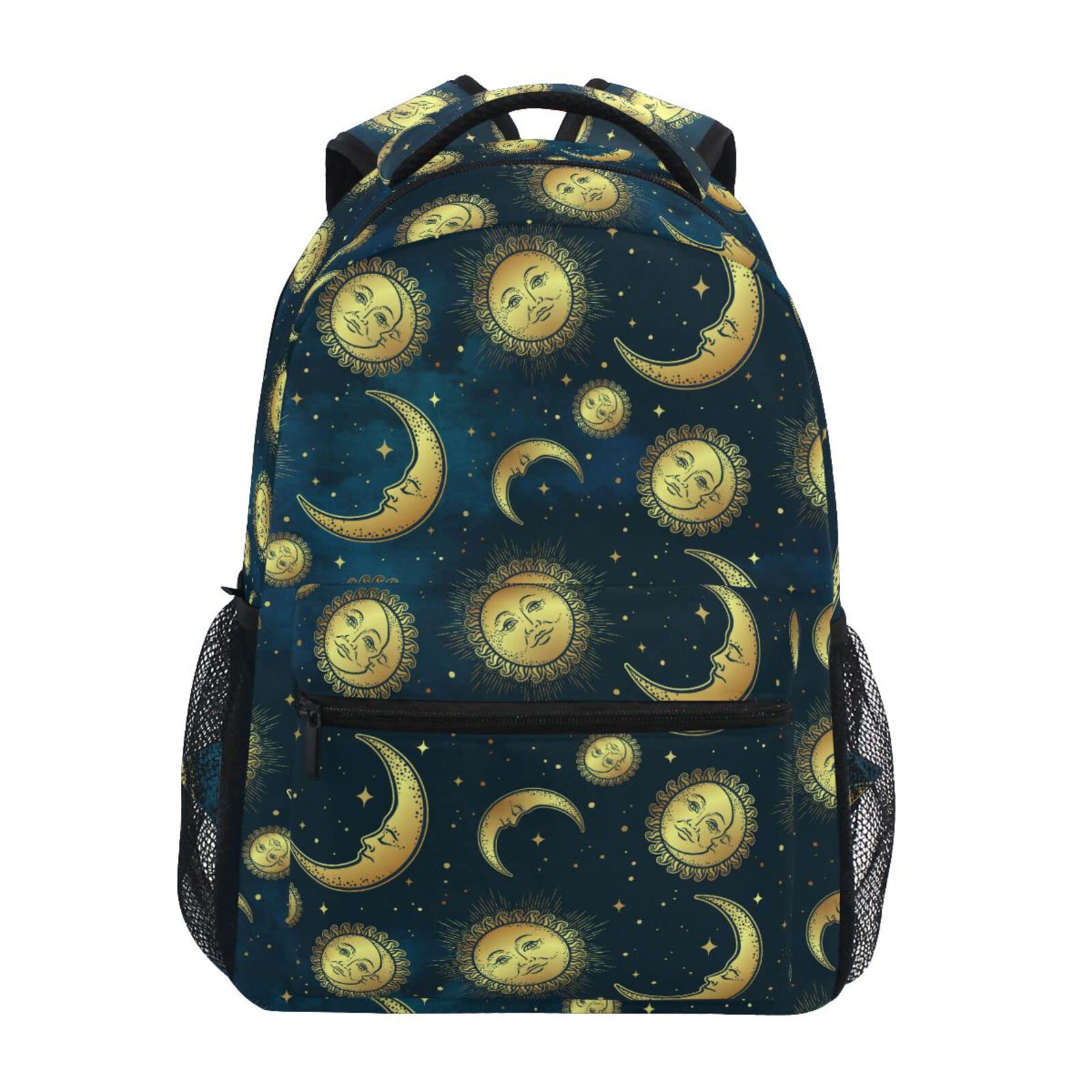 Boho Sun Moon Backpack for Girls & Boys - Stylish Student School Bag, Laptop Backpack, Travel Daypack & Purse - Perfect for School, College, Travel & Everyday Use
