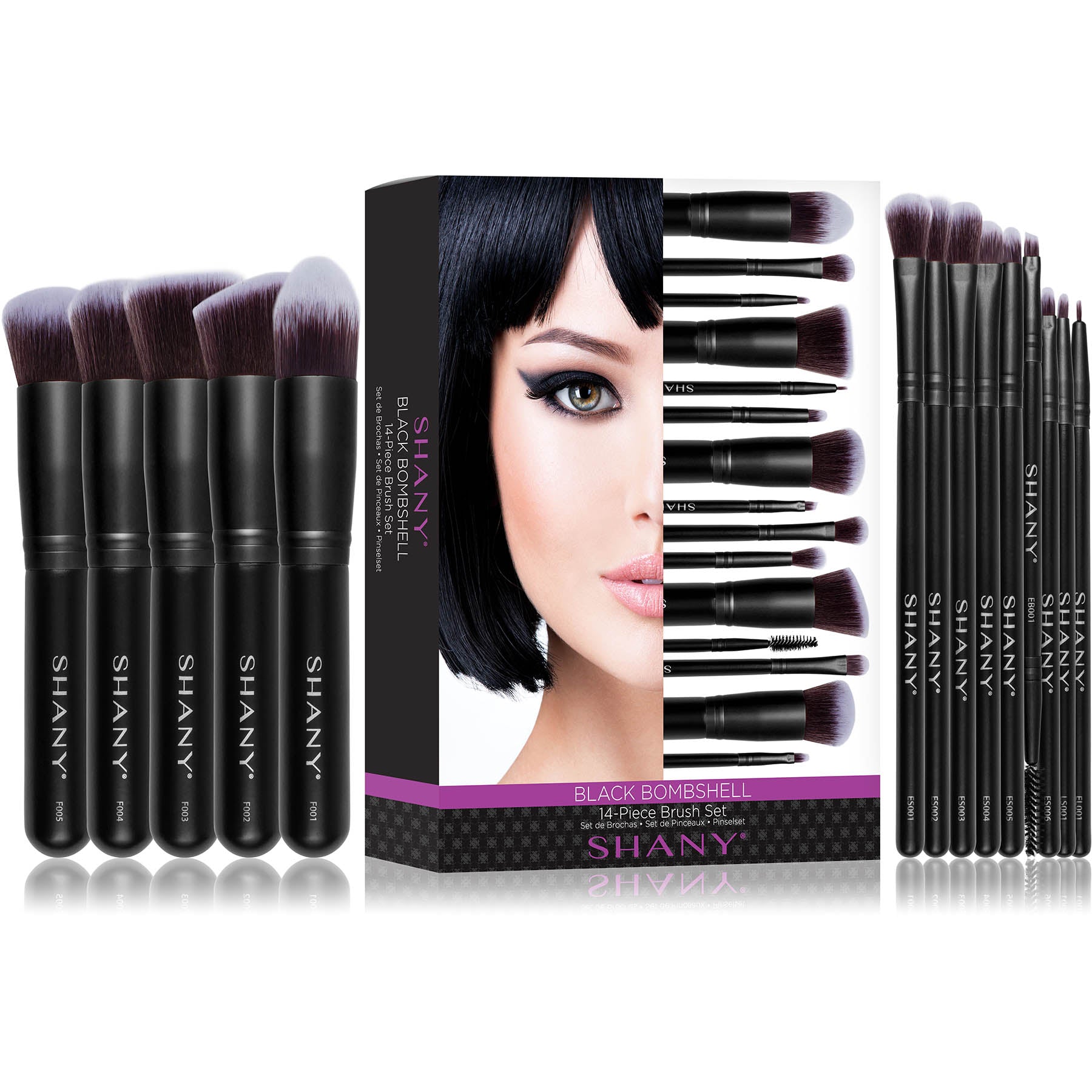 Bombshell 14 Piece Makeup Brush Set - Professional Cosmetic Brush Kit for Foundation, Blending, Eyeshadow & Contouring - Perfect for Makeup Artists & Beauty Enthusiasts