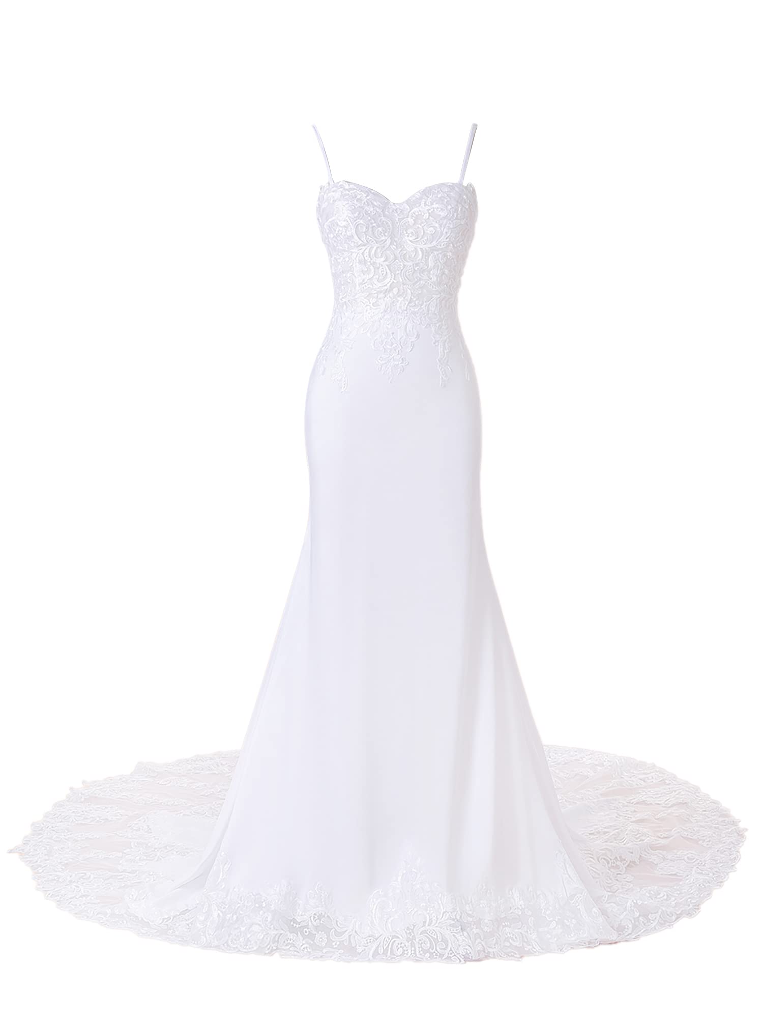 Elegant 2022 Lace Appliques Chiffon Wedding Dress for Bride - Long Sleeves Beach Bridal Gown | Perfect for Beach Weddings, Outdoor Ceremonies & Romantic Photoshoots