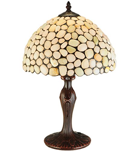 Meyda 19-Inch Agata Opal Table Lamp - Elegant Tiffany Style Stained Glass Bedside Lighting for Living Room, Bedroom & Office Decor