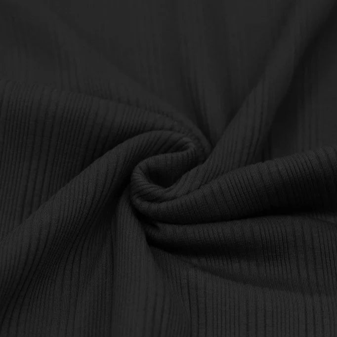 Black Irregular Rib Knit Sweater - Cozy & Stylish for Fall & Winter Layering