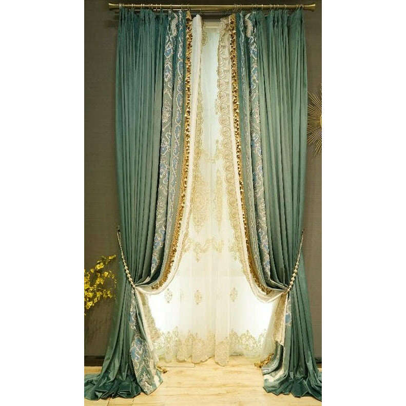 Luxury Velvet Curtains - Turquoise Blue Blackout Drapes for Living Room & Bedroom - Premium Designer Window Treatments for Home Decor