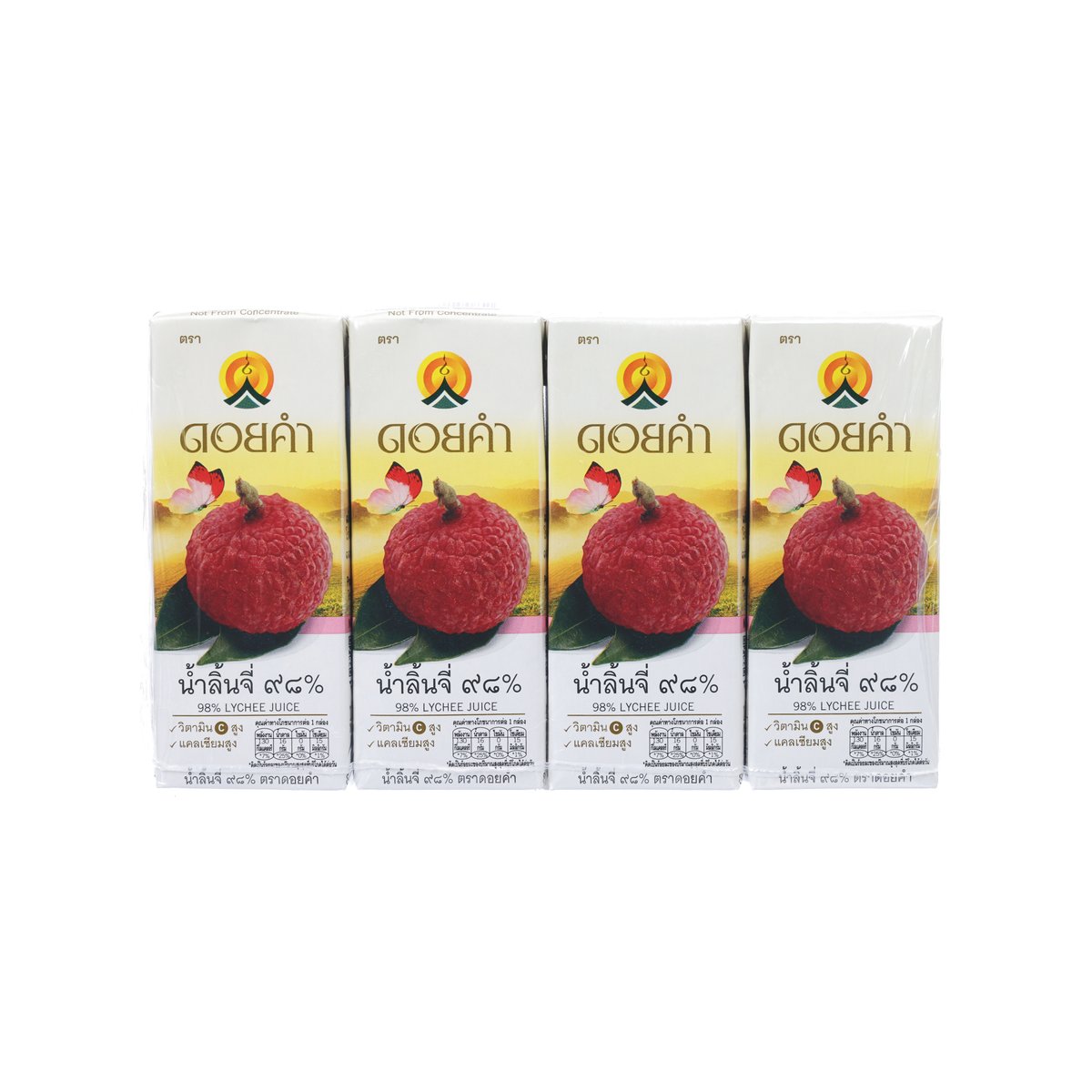 DOI KHAM Lychee Juice - 100% Natural & Refreshing [Tetra Pack 4x200mL] - Perfect for Summer Drinks, Healthy Snacks & Asian Cuisine