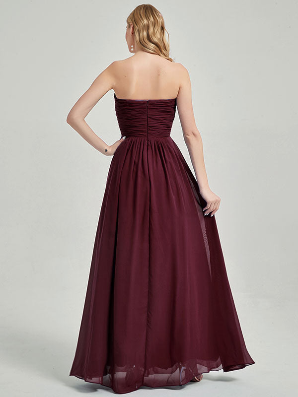 Elegant Strapless Chiffon Maternity Bridesmaid Dress - Cabernet Sweetheart Neckline for Weddings, Baby Showers & Special Occasions