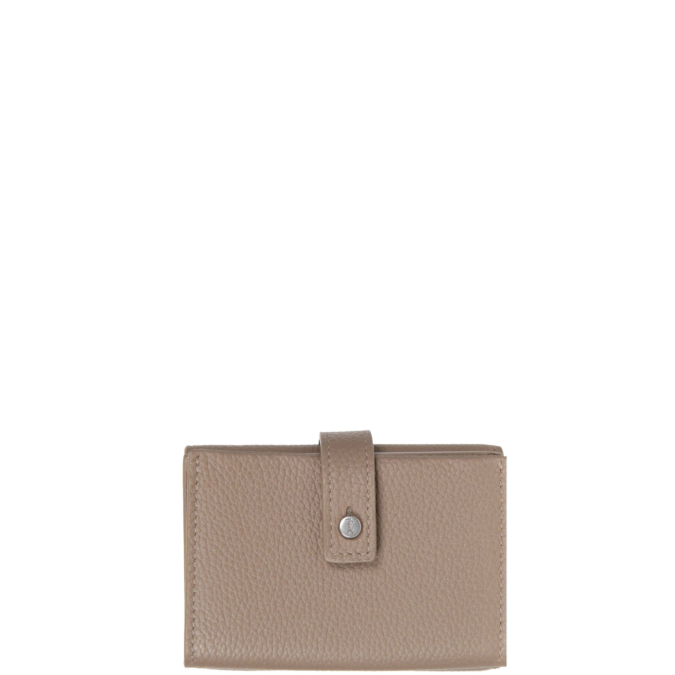 Saint Laurent Sac De Jour Petite Leather Wallet in Light Taupe - Luxury Compact Women's Wallet for Everyday Use & Travel