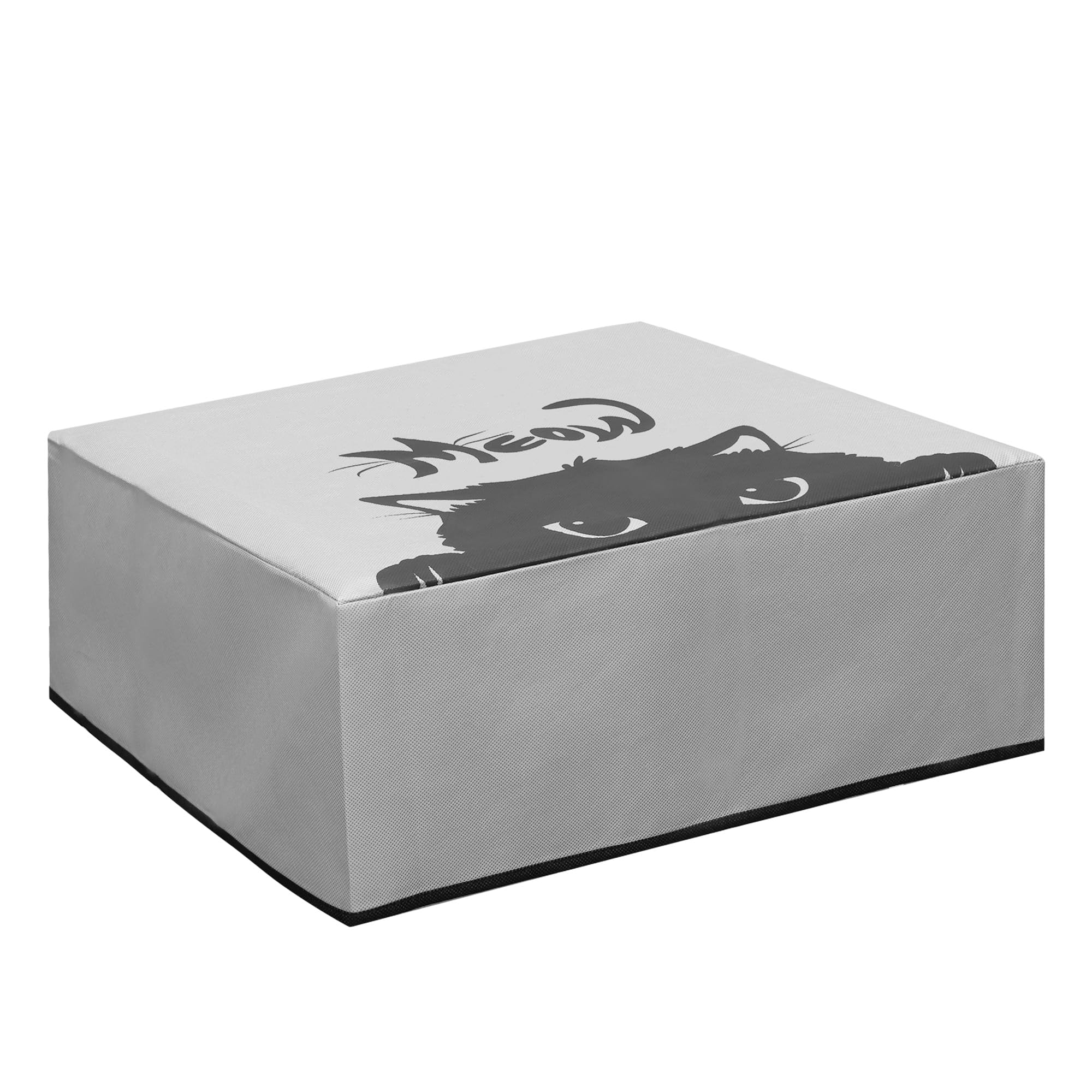 kwmobile Dust Cover Compatible with HP DeskJet 4120e & 4155e - Protective Printer Case in Grey/Black with Cute Meow Cat Design - Keep Your Printer Clean at Home or Office