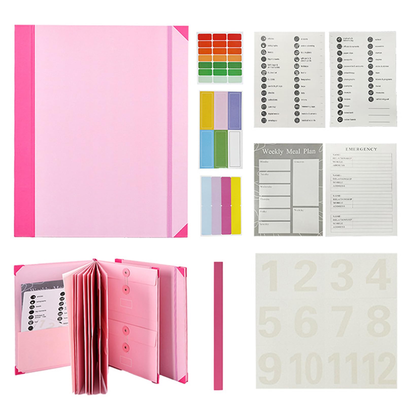 Veleron Life Book Organizer with Labels & Pockets - Important Document Binder, Expanding File Folder for Legal Papers, Estate Planning, Medical Records & Personal Documents - Pink Folio Life Organizer (Perfect for End-of-Life Planning, Family Records & Emergency Preparedness)