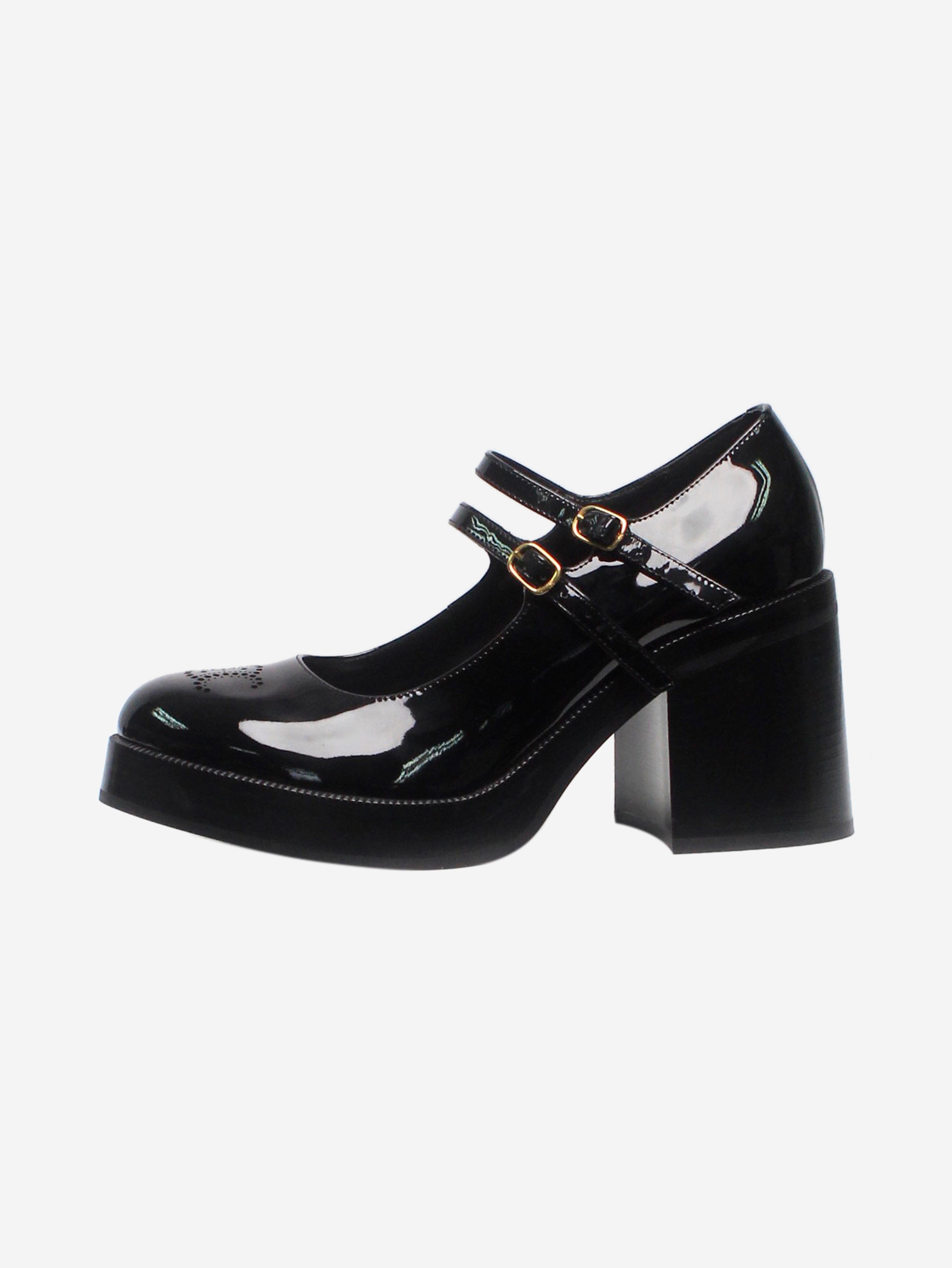 Black Patent Leather Mary Jane Pumps Women's Size EU 38 (US 8) - Elegant & Comfortable for Work, Parties & Special Occasions