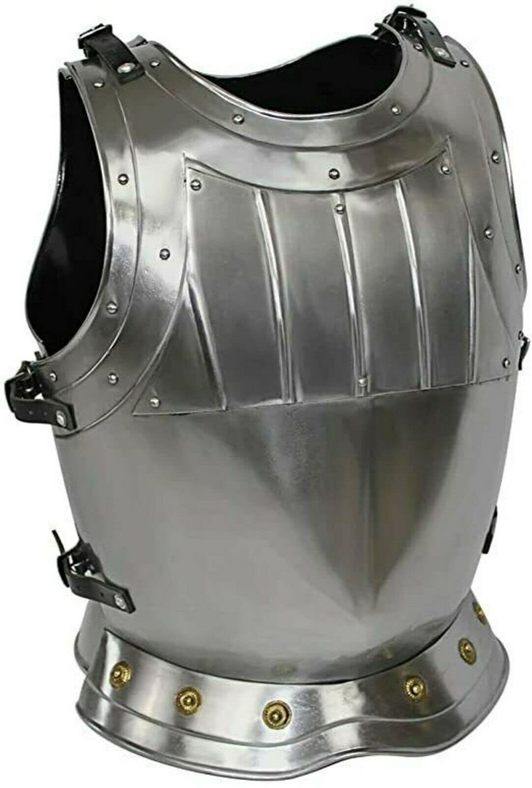 Spartan Armor Chest Plate - Medieval Muscle Breastplate for SCA & LARP Costume - Silver Finish | Perfect for Cosplay, Renaissance Fairs & Historical Reenactments