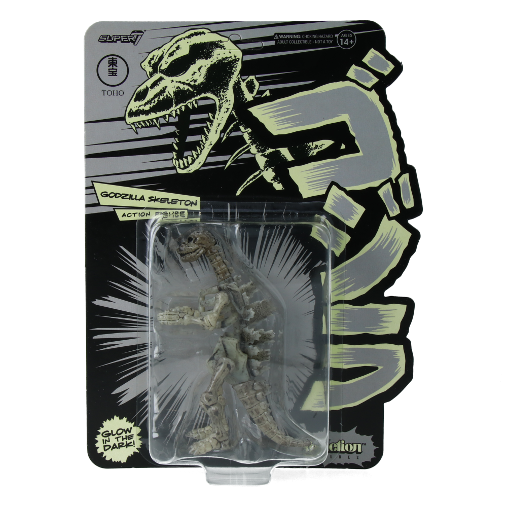 Godzilla Skeleton Glow-in-the-Dark Action Figure - Toho Official ReAction Wave 7 Collectible - Perfect for Display, Gifts & Monster Movie Fans