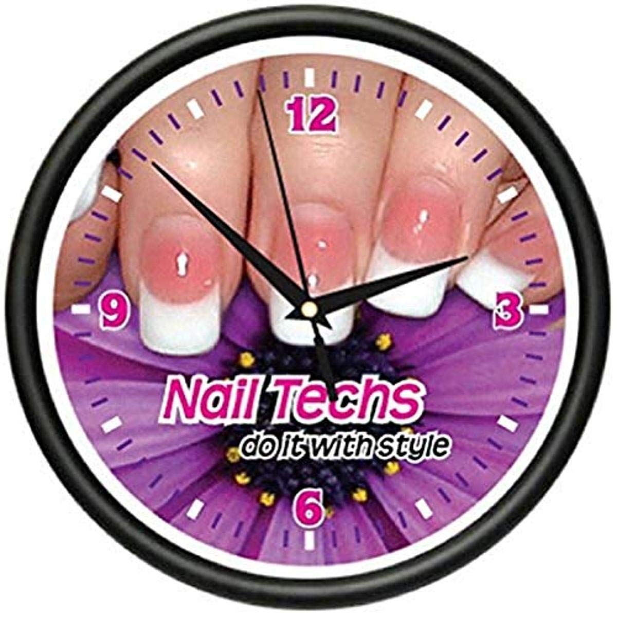 SignMission Nail Technician Wall Clock - Large 12 Inch Silent Non-Ticking Clock for Manicurist, Nail Salon Decor, Beauty Studio Gift - Perfect for Nail Art Stations, Spa Waiting Areas & Salon Reception