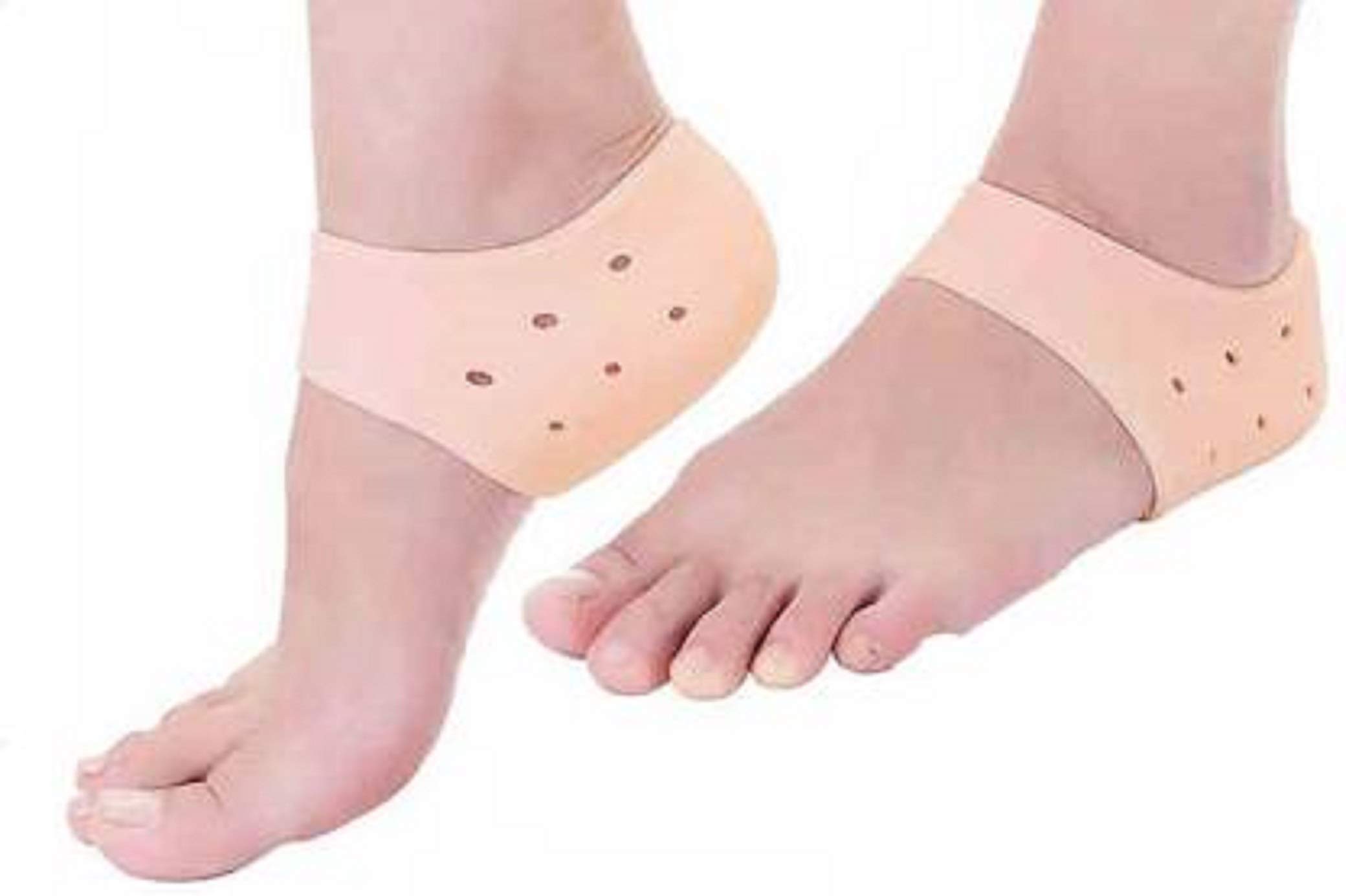 R A Products Silicone Gel Heel Socks - Pain Relief & Swelling Support for Men & Women | Cushioned Foot Care & Ankle Protection (One Size Fits All, Nude) - Ideal for Plantar Fasciitis, Heel Spurs & Post-Surgery Recovery