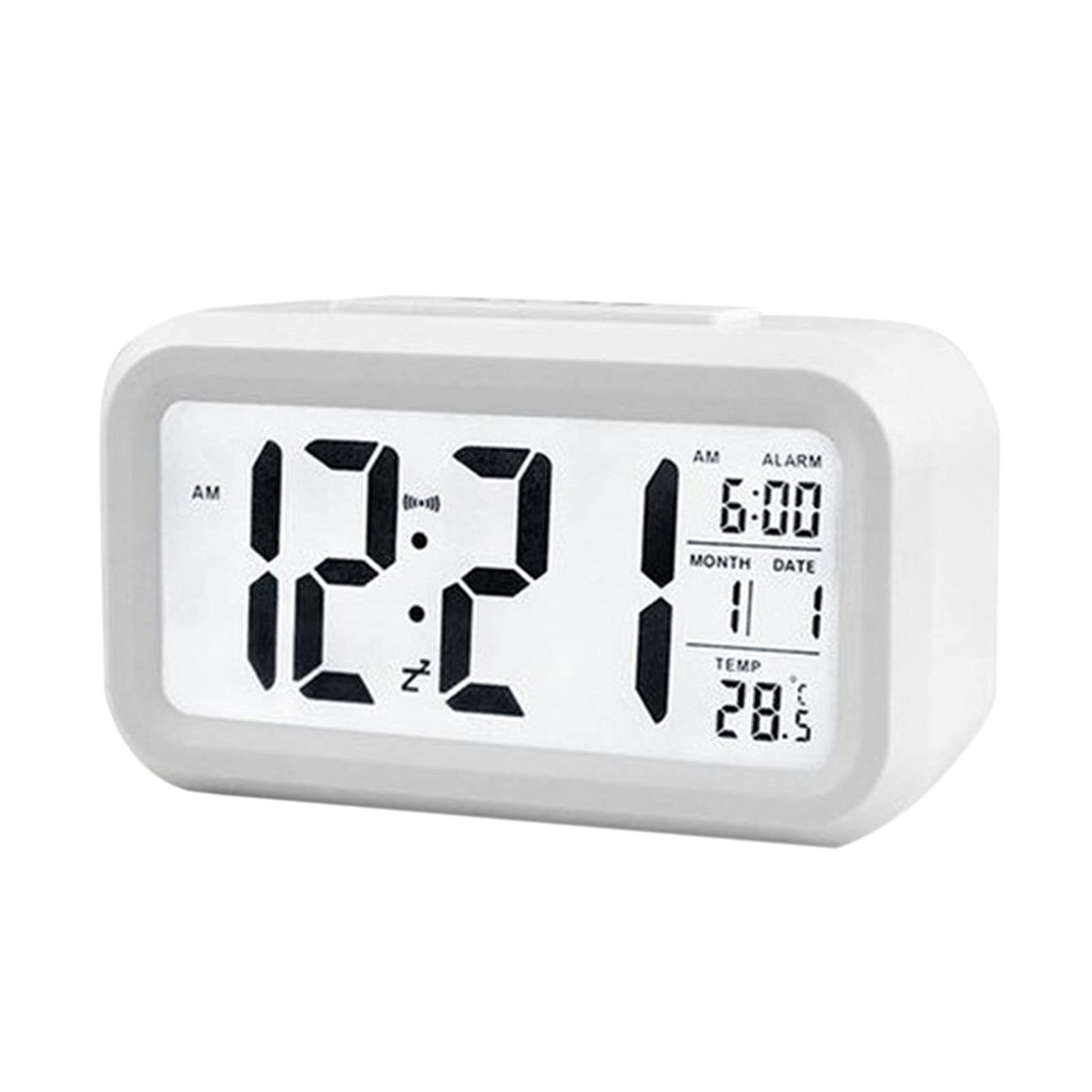 Digital Alarm Clock with Large LED Screen - Electric Desktop Table Clock with Time, Date & Calendar Display - Perfect for Bedroom, Office, and Travel (Color: Black)