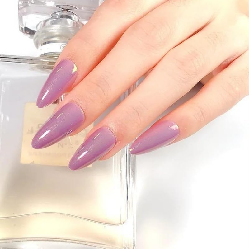 Sanfe Instant Stick On Nails - Violet Chrome | 24 Reusable Fake Nails with Glue | Quick & Easy Press On Nails for Women | Lightweight Salon Quality Nail Extensions Lasts 3 Weeks | Perfect for Weddings, Parties, Date Nights & Special Occasions