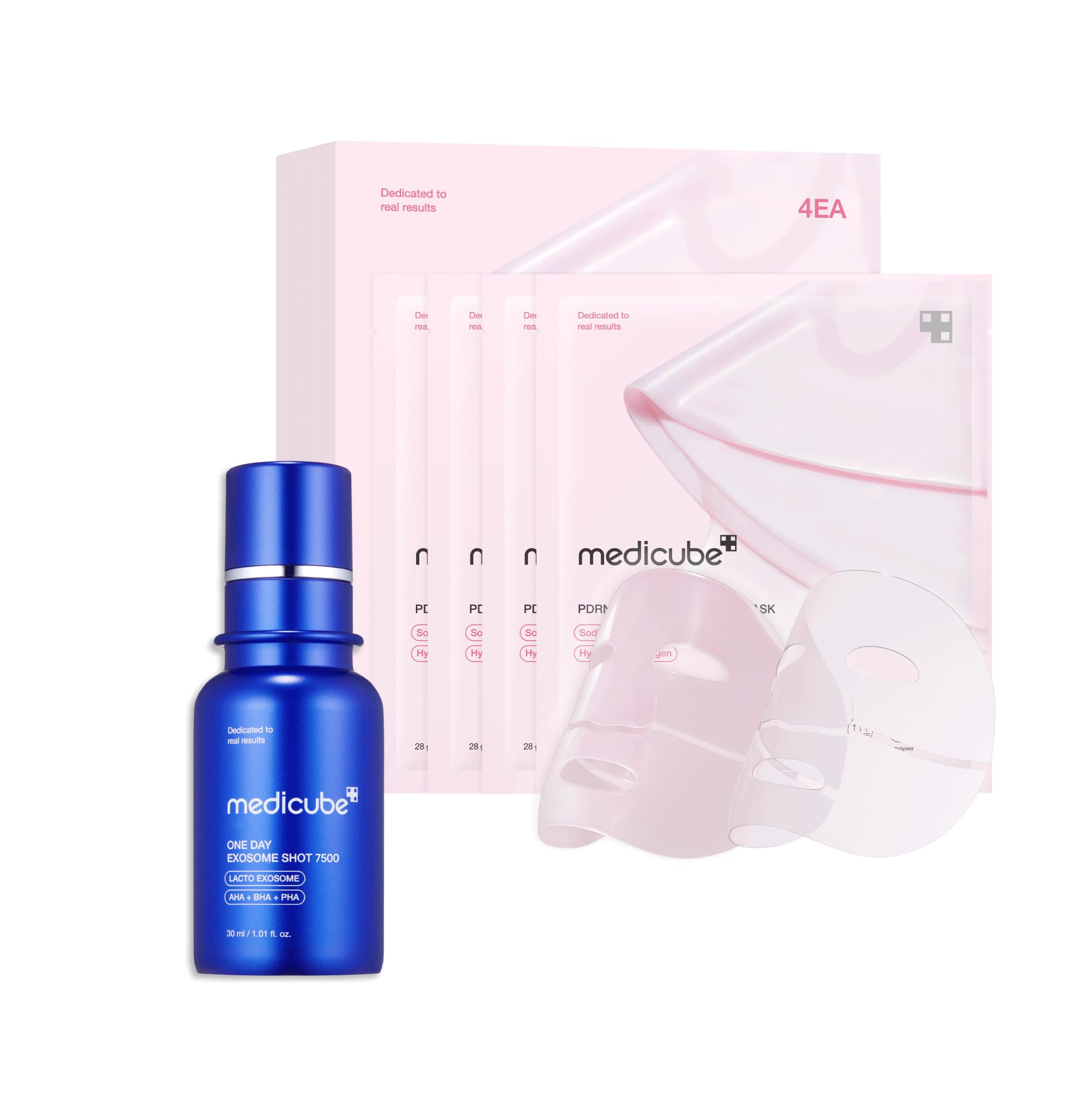 Medicube Texture & Uneven Skin Care Set: Salmon DNA PDRN Collagen Jelly Gel Mask (4 Pack) + Zero Exosome Shot 7500 PPM Spicule Facial Serum | Brightening & Hydrating for Dull, Dry Skin | Korean Skincare Routine for Glowing Complexion