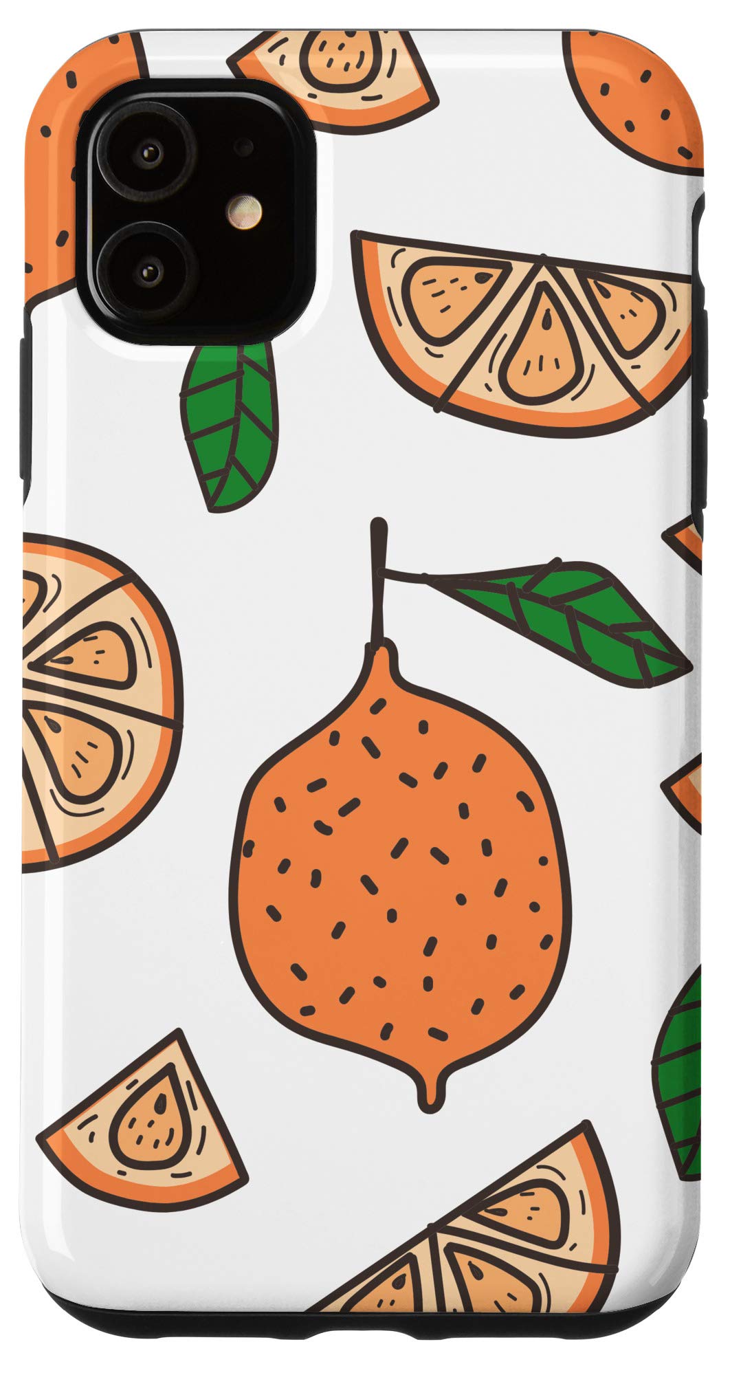 iPhone 11 Citrus Orange Fruit Pattern Case - White Tropical Trendy 2021 Design for Daily Use, Travel, and Summer Vibes