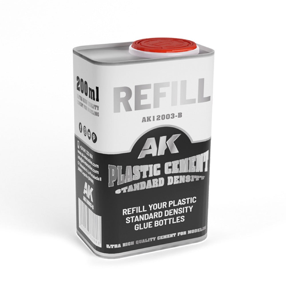 AK Interactive AK12003 B Plastic Model Glue - Standard Density 200ml Refill for Plastic Models | Perfect for Hobbyists, DIY Projects & Scale Model Building