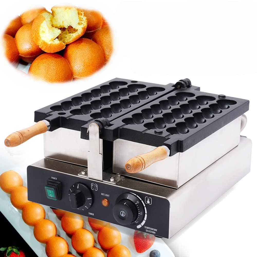 DNYSYSJ 1600W Electric Bubble Waffle Maker - 3 String Non-Stick Waffle Ball Machine for Home & Commercial Use - Perfect for Kids Parties, Breakfast, Snacks & Dessert Making
