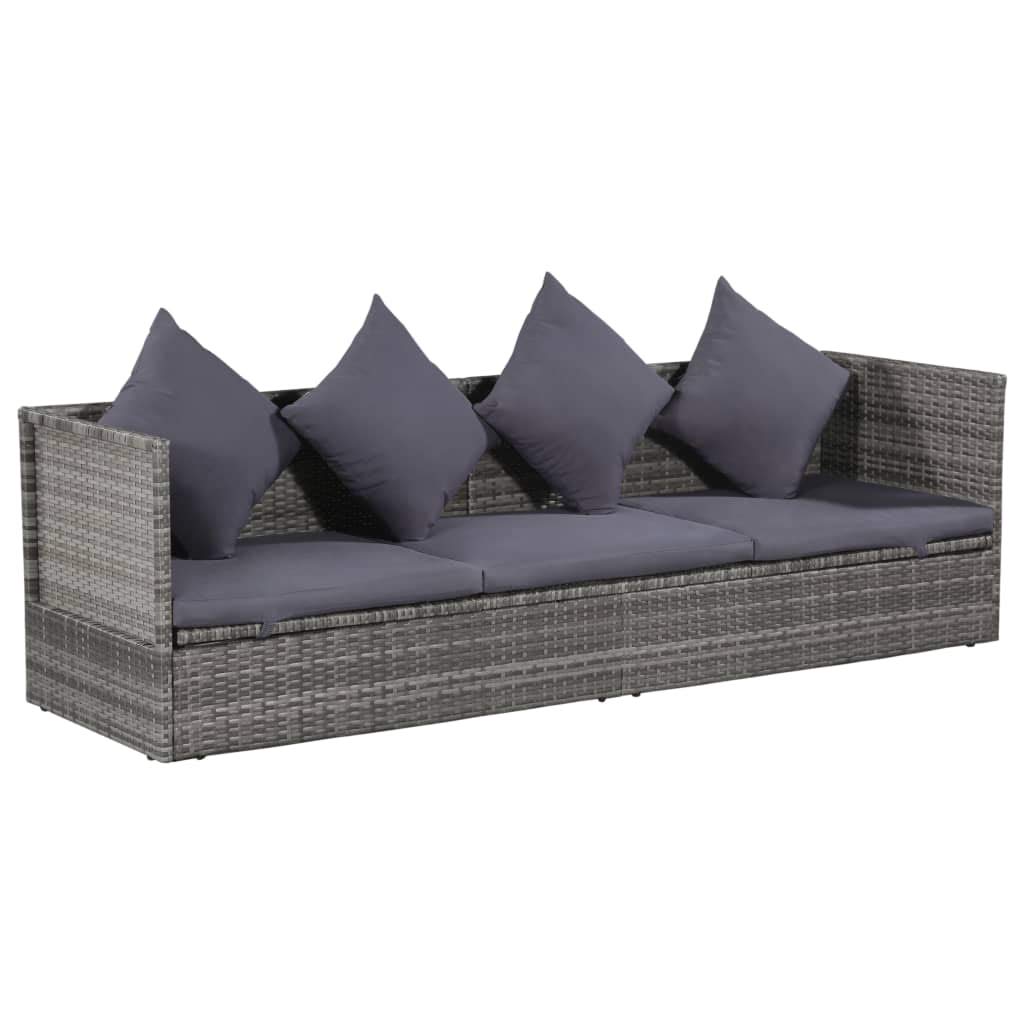 Outdoor Lounge Bed with Cushion Pillows - Patio Conversation Set, Wicker Garden Pool Beach Chair Sofa Daybed - Perfect for Backyard, Poolside & Beach Relaxation