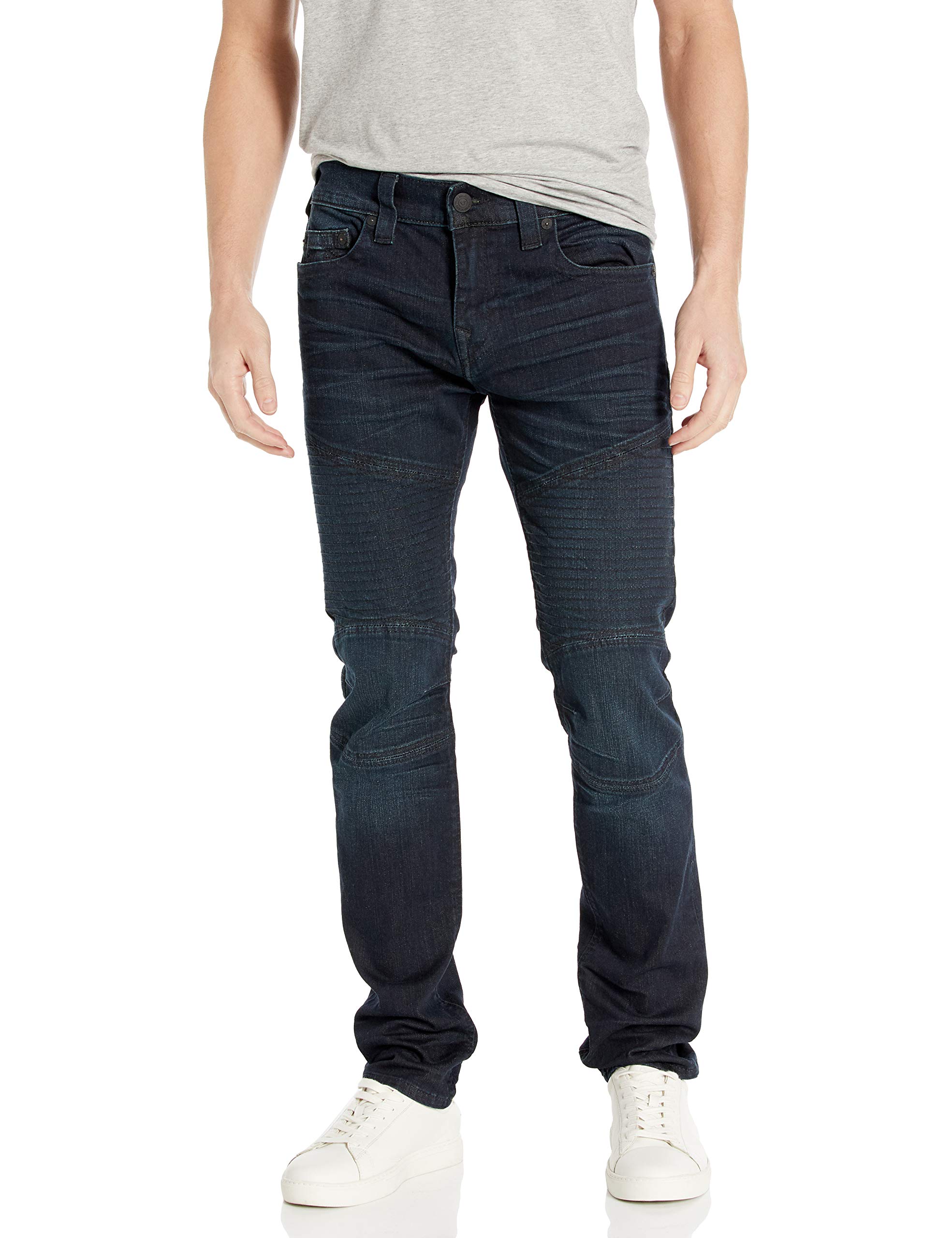 True Religion Men's Rocco Moto Skinny Fit Jean - Slim Stretch Denim Pants for Casual Wear & Night Out | Comfortable & Stylish Motorcycle Jeans