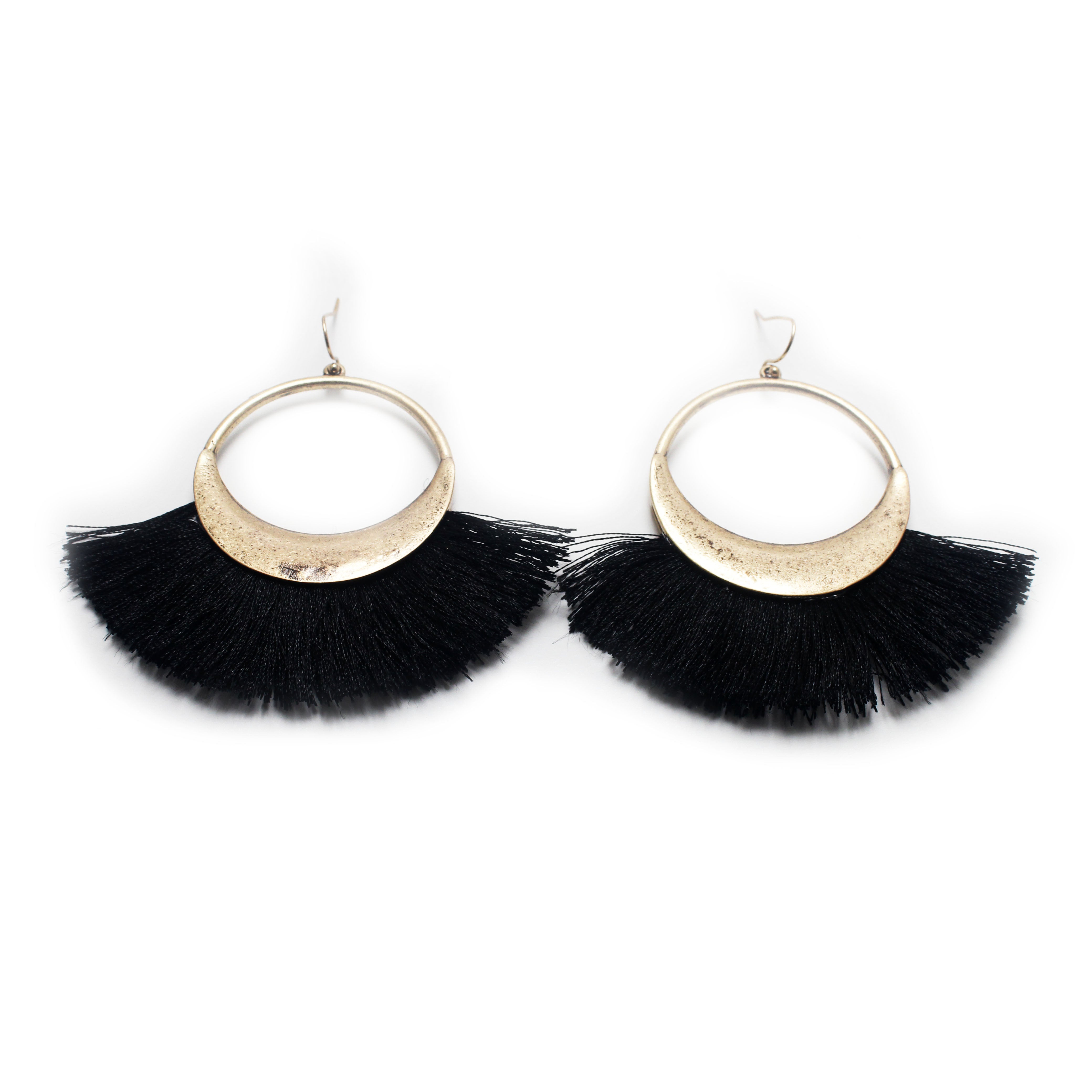 Black Tassel Earrings for Women - Boho Chic Dangle Drop Earrings for Party, Wedding & Everyday Wear