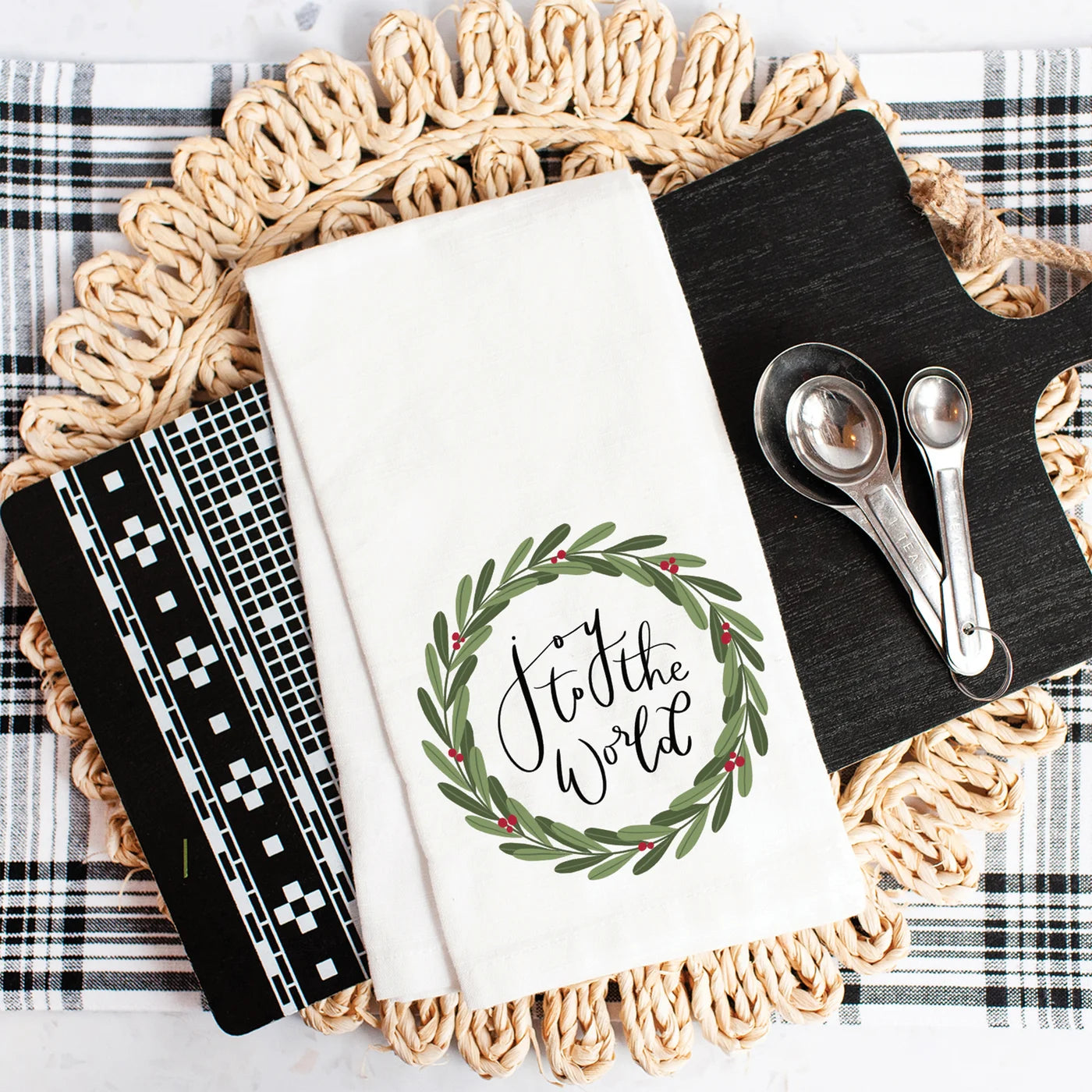 Joy To The World Christmas Dish Towel - Holiday Kitchen Decor & Festive Dish Drying Cloth - Perfect for Holiday Cooking, Baking, and Kitchen Decorations
